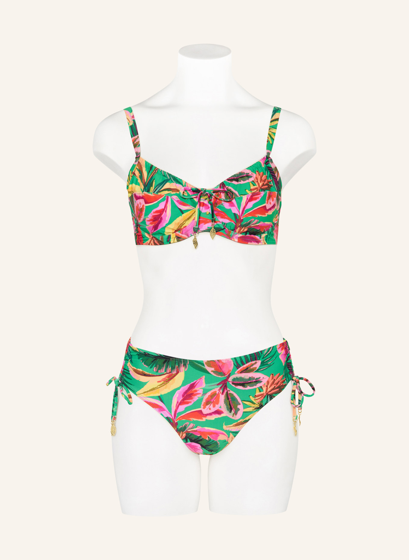 CYELL Basic-Bikini-Hose FLORAL FOREST: GRÜN / PINK / DUNKELGELB