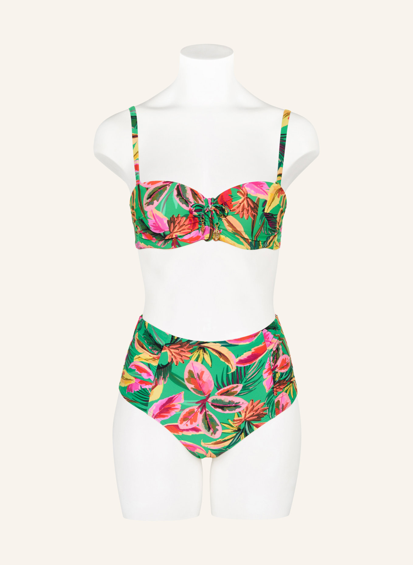 CYELL High-Waist-Bikini-Hose FLORAL FOREST: GRÜN / PINK / HELLROT
