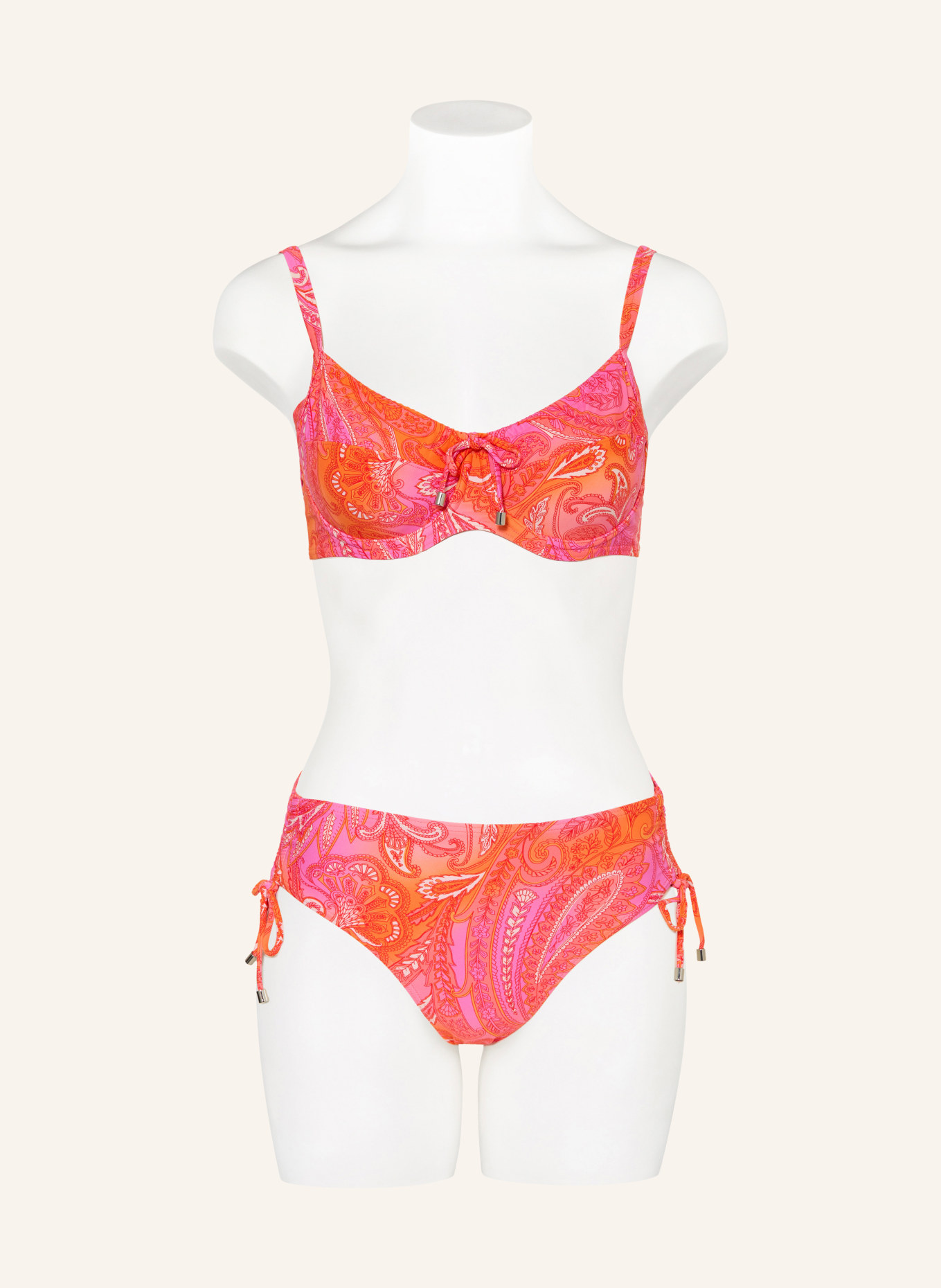 CYELL Bikiny s vysokým pasem PAISLEY BREEZE: ORANŽOVÁ / RŮŽOVÁ