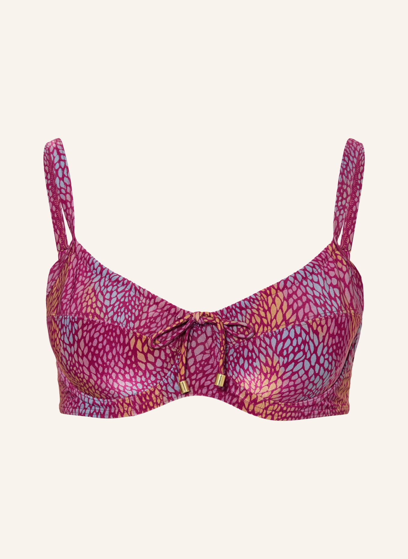 CYELL Bügel-Bikini-Top BURGUNDY DROPS: FUCHSIA / BLAUGRAU / DUNKELGELB