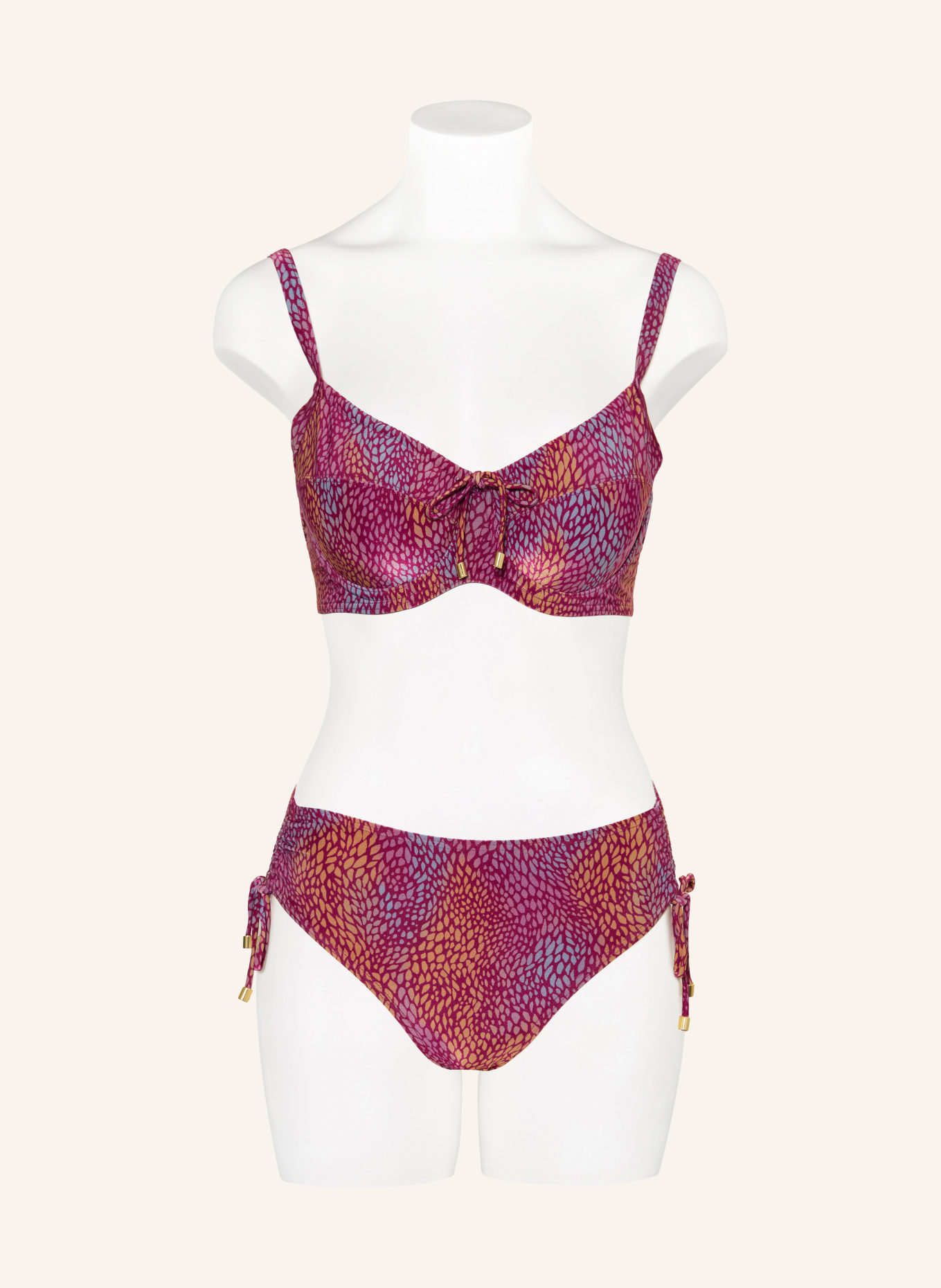 CYELL Bügel-Bikini-Top BURGUNDY DROPS: FUCHSIA / BLAUGRAU / DUNKELGELB