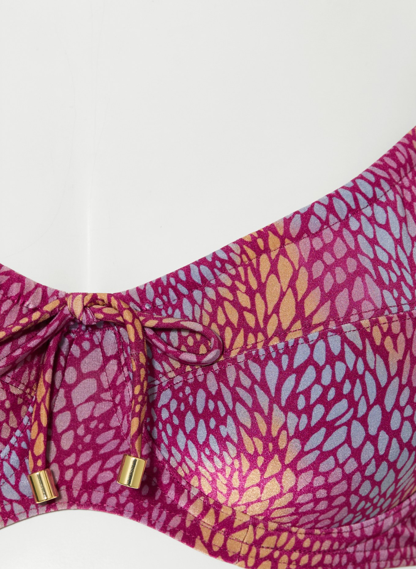 CYELL Bügel-Bikini-Top BURGUNDY DROPS: FUCHSIA / BLAUGRAU / DUNKELGELB