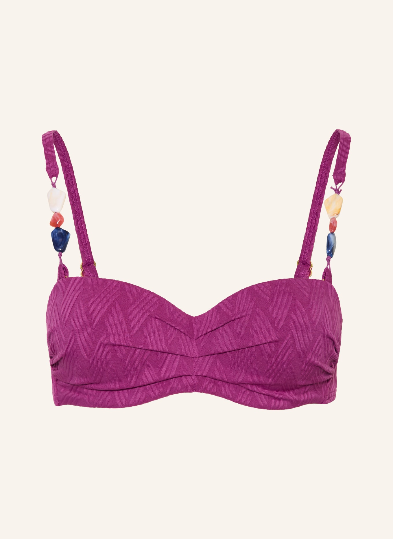 CYELL Bügel-Bikini-Top TEXTURE VOILA mit Schmuckperlen: FUCHSIA / BLAU / WEISS