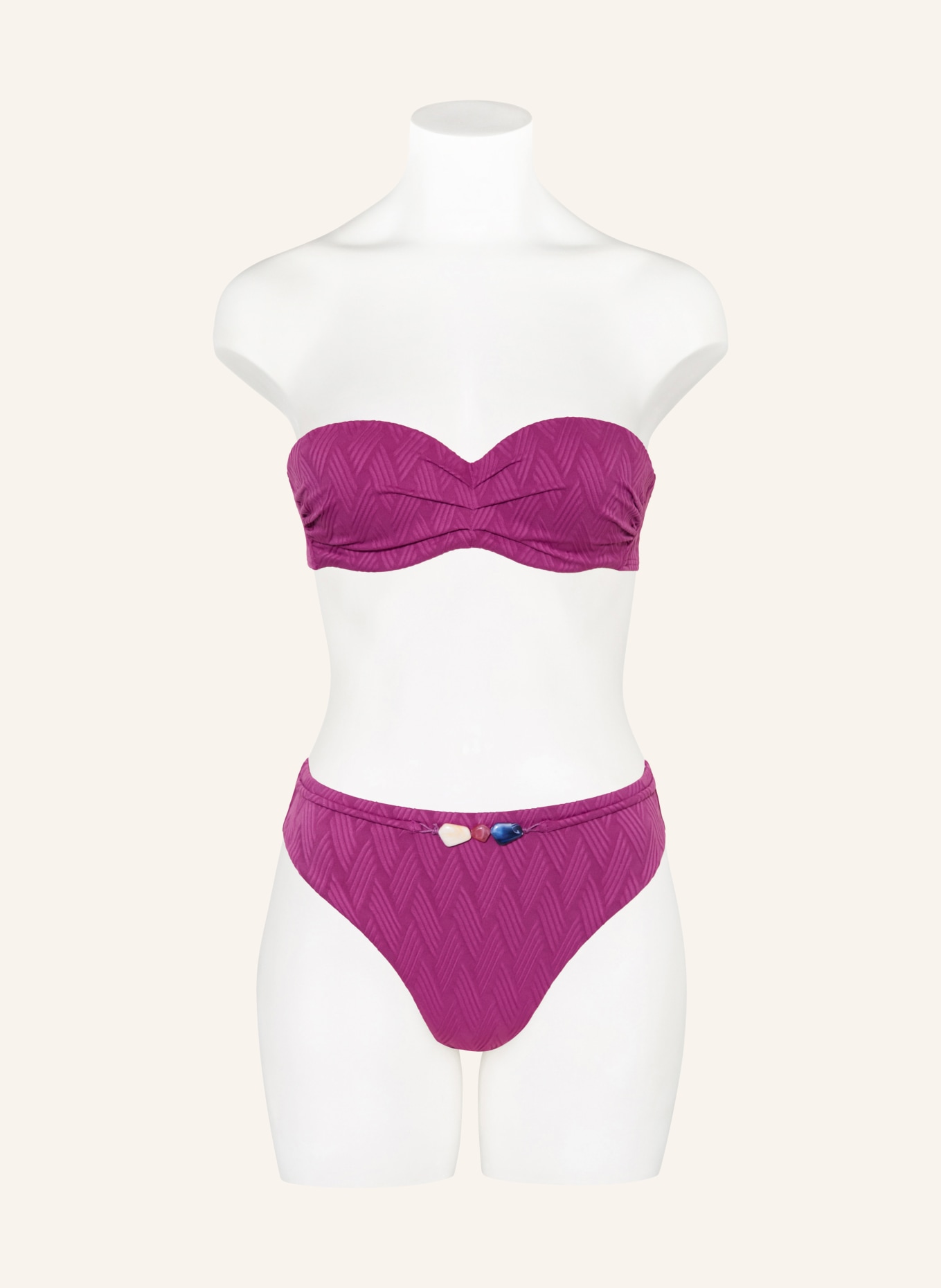 CYELL Bügel-Bikini-Top TEXTURE VOILA mit Schmuckperlen: FUCHSIA / BLAU / WEISS