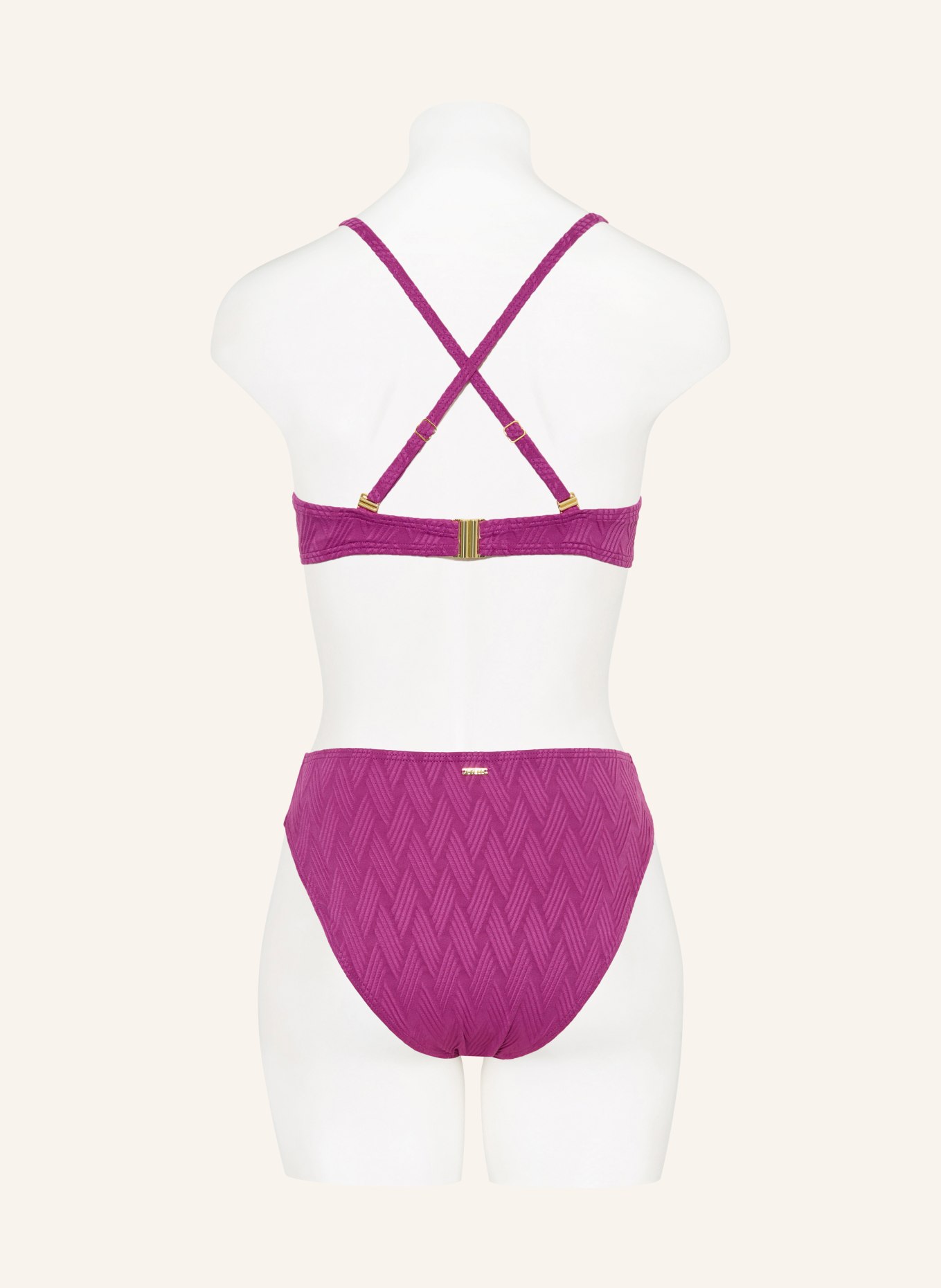 CYELL Bügel-Bikini-Top TEXTURE VOILA mit Schmuckperlen: FUCHSIA / BLAU / WEISS