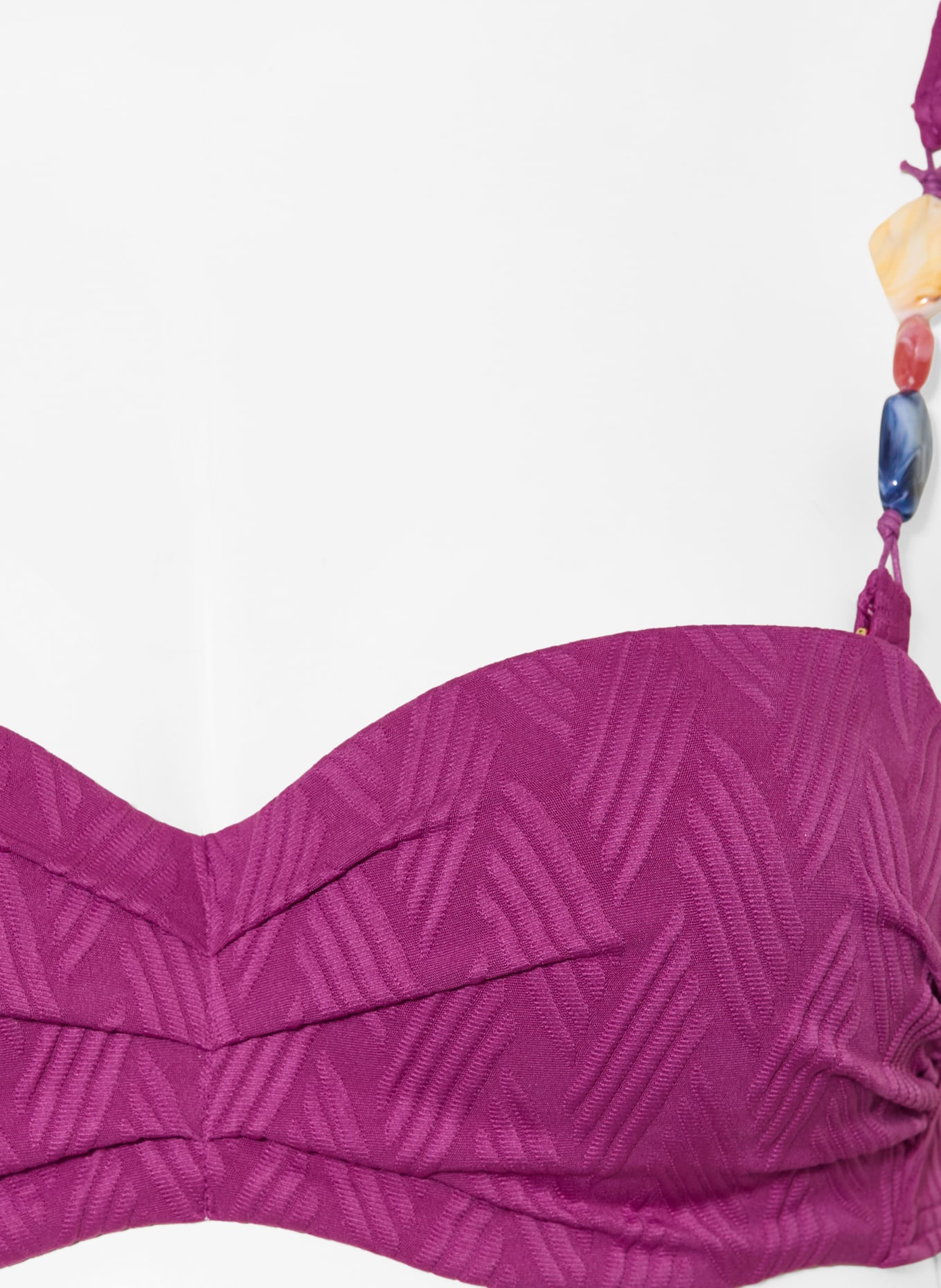 CYELL Bügel-Bikini-Top TEXTURE VOILA mit Schmuckperlen: FUCHSIA / BLAU / WEISS