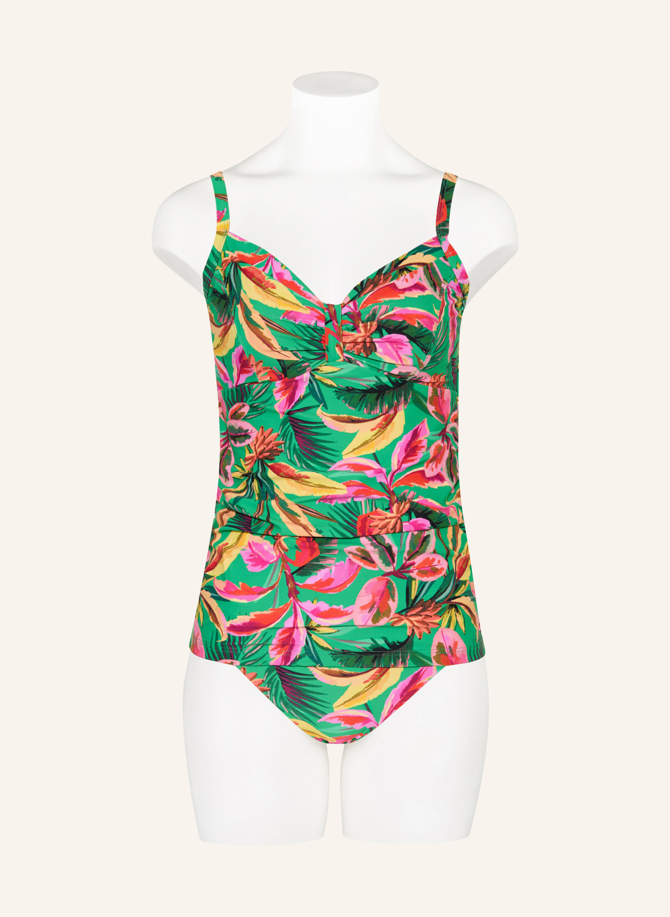 CYELL Tankini top s kosticemi FLORAL FOREST: ZELENÁ / RŮŽOVÁ / ŽLUTÁ