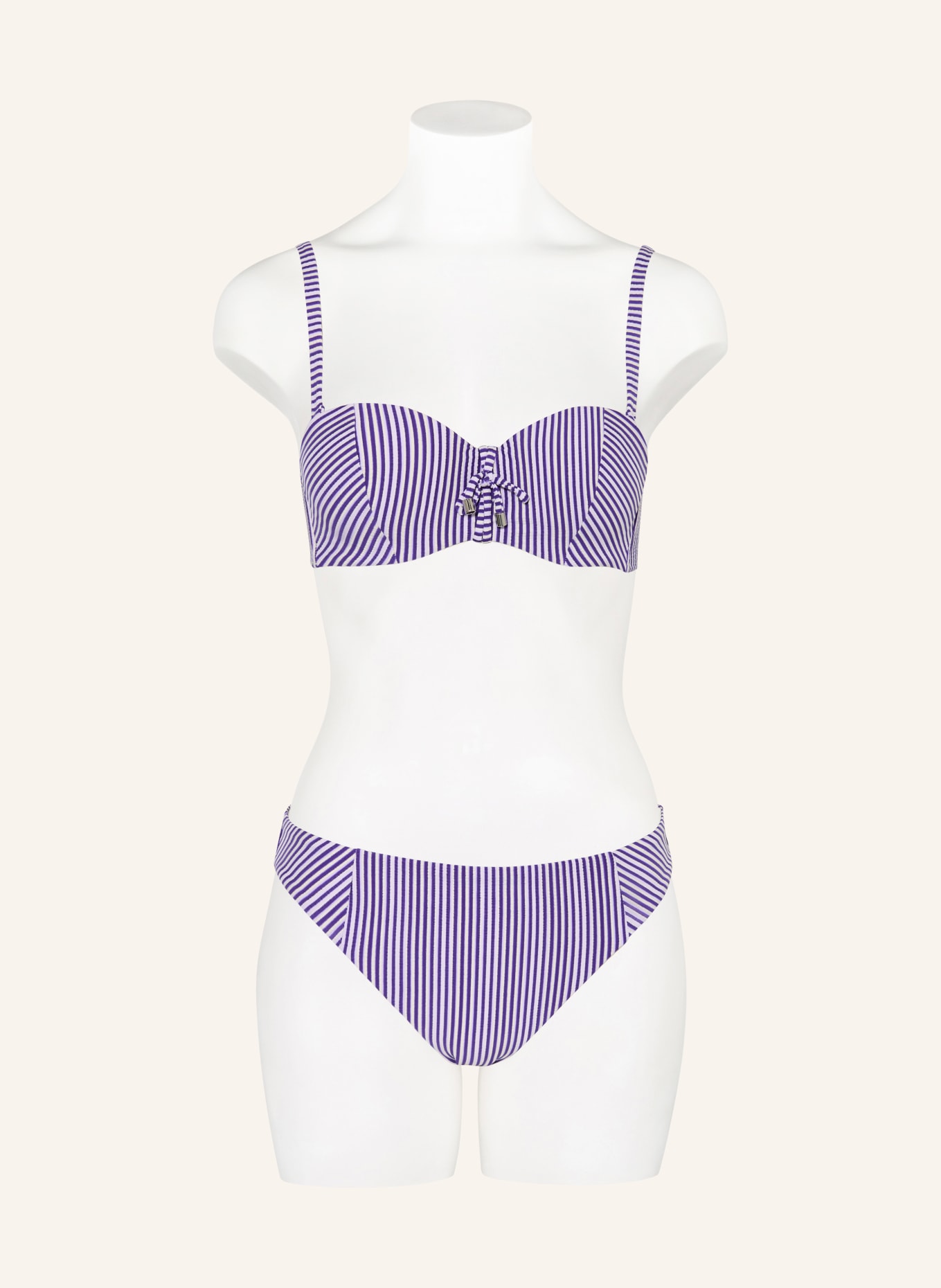 CYELL Bikini top s kosticemi SEERSUCKER: MODRÁ / BÍLÁ