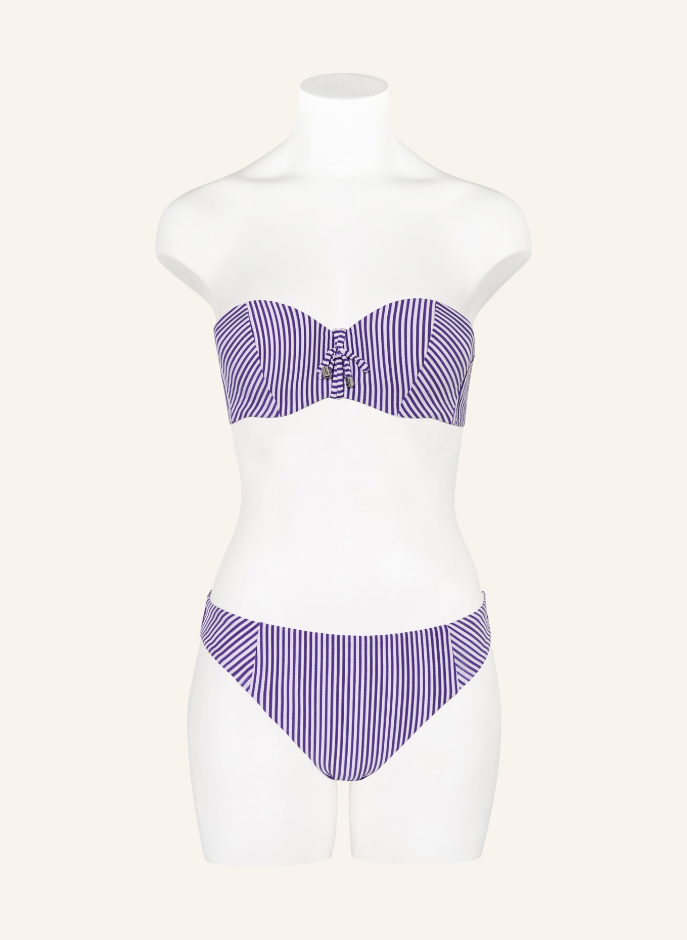 CYELL Bikini top s kosticemi SEERSUCKER: MODRÁ / BÍLÁ