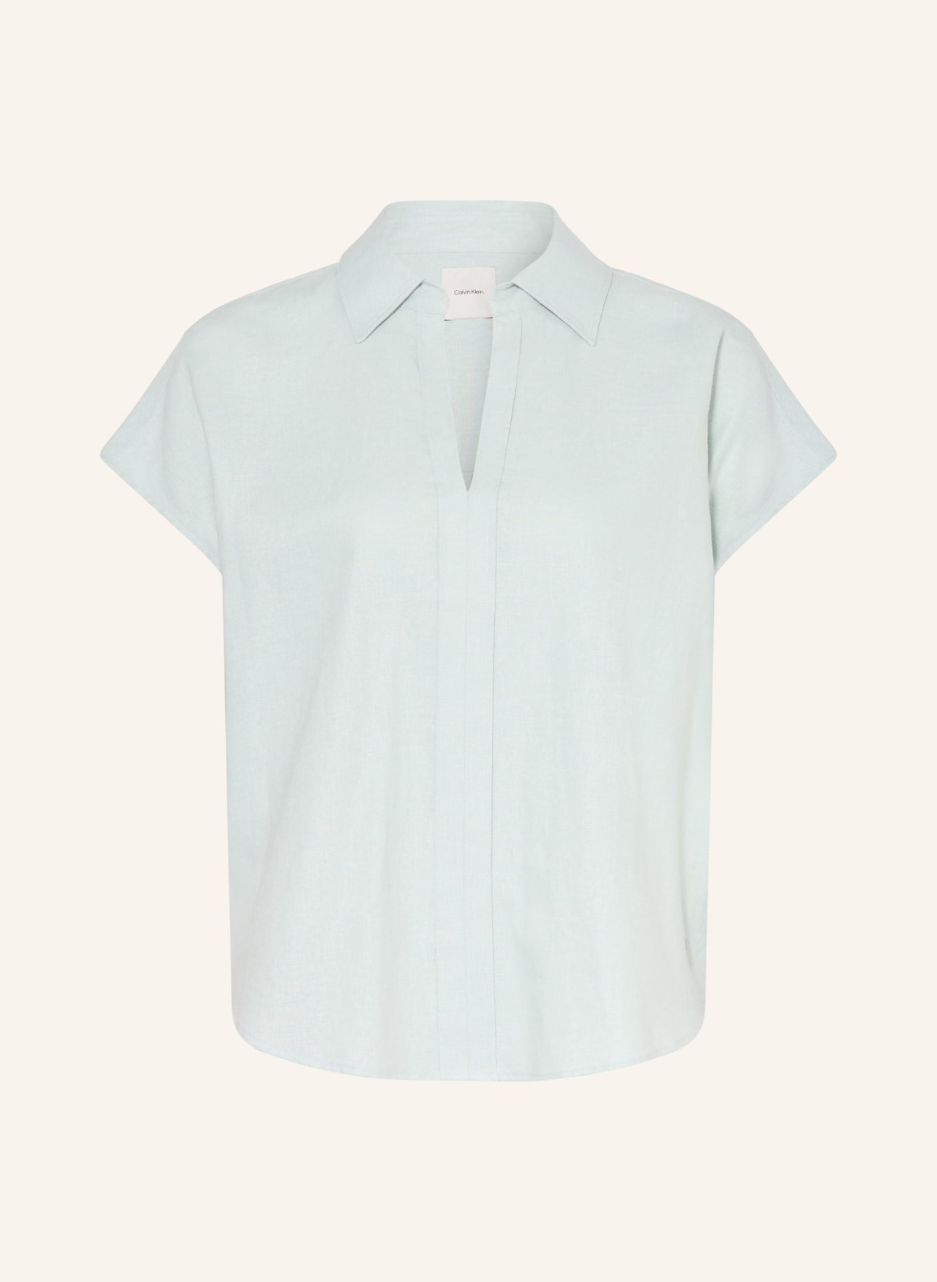 Calvin Klein Tričko s límečkem z lnu: MÁTOVÁ