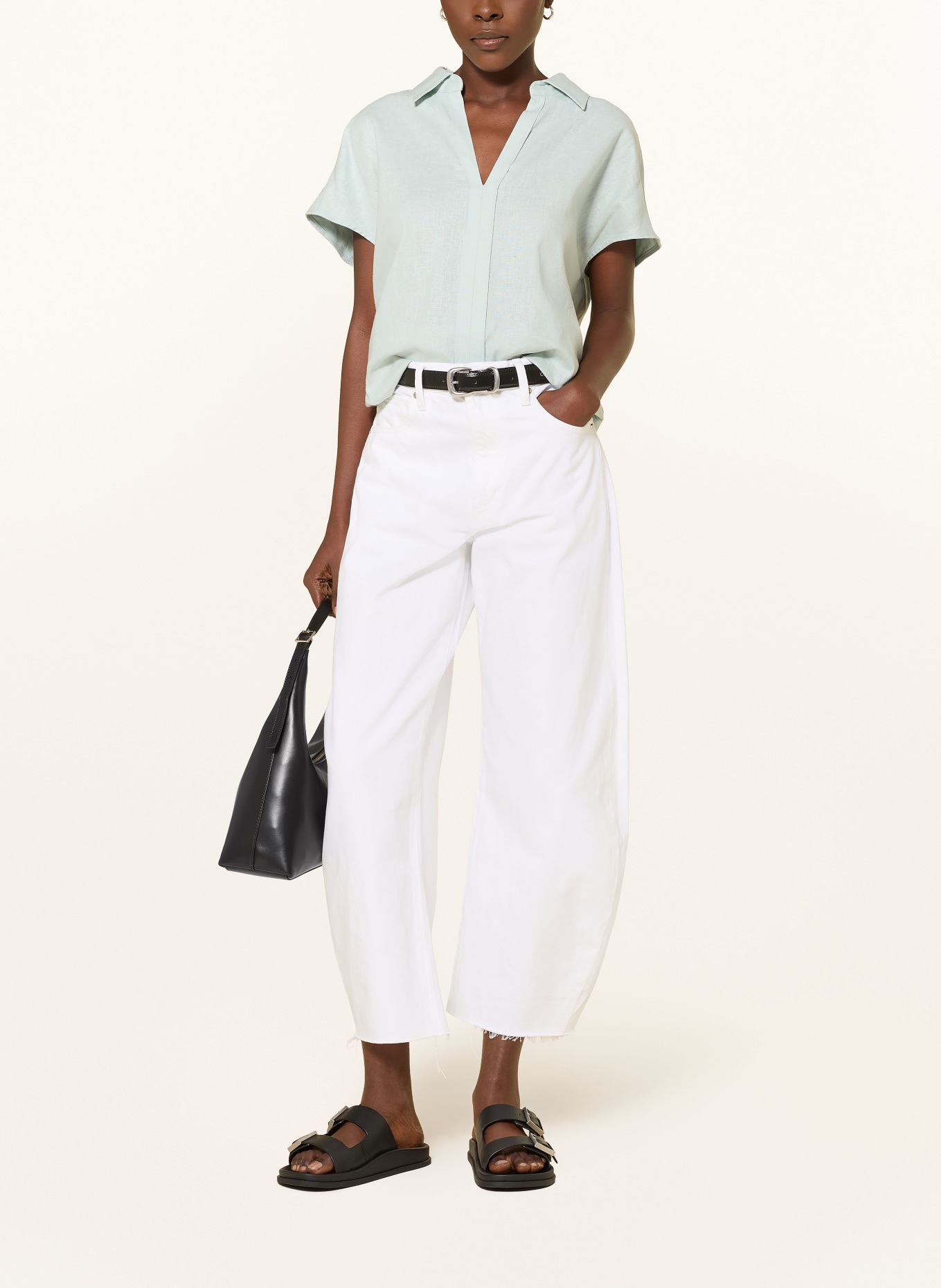 Calvin Klein Tričko s límečkem z lnu: MÁTOVÁ