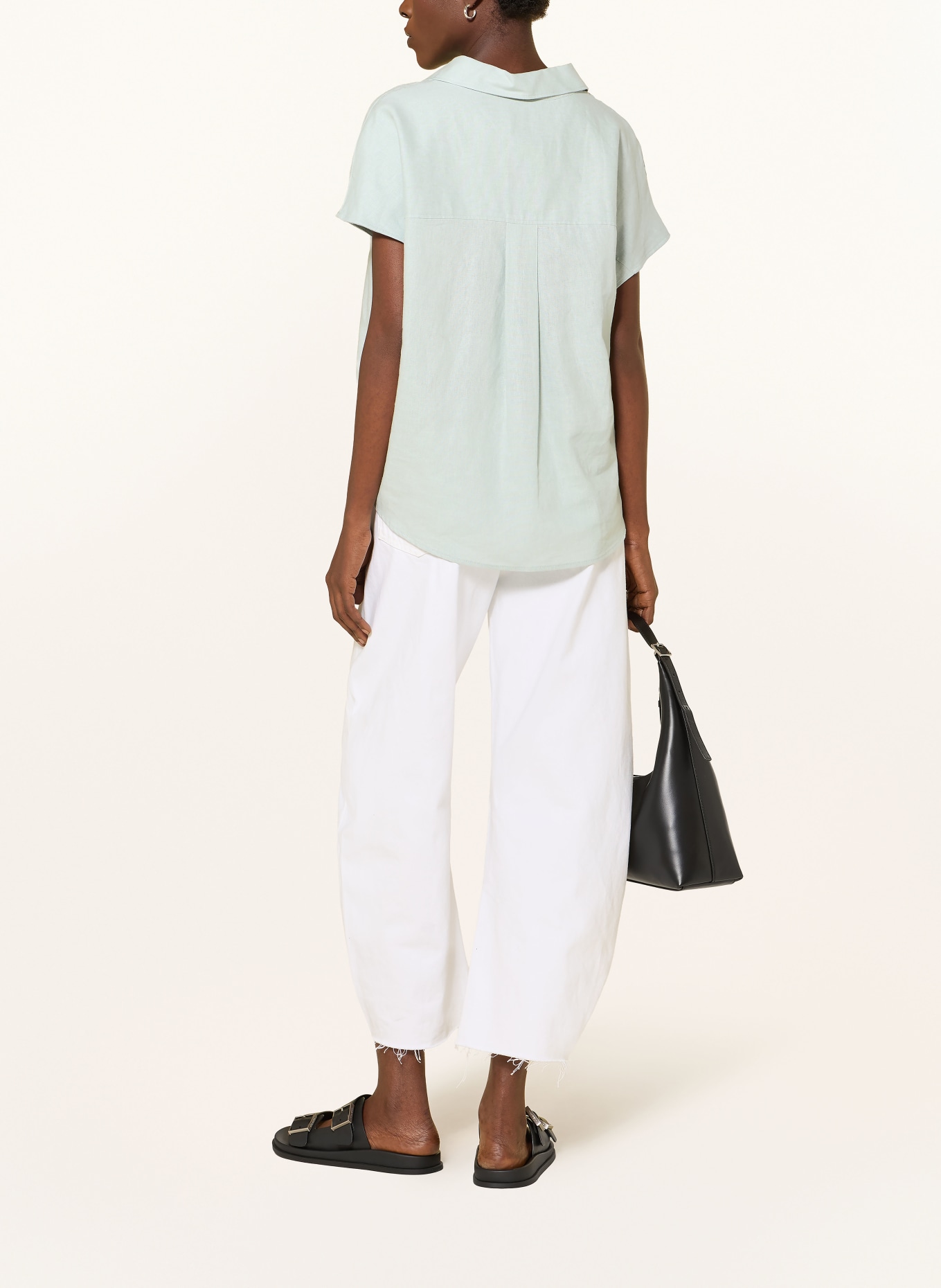 Calvin Klein Tričko s límečkem z lnu: MÁTOVÁ