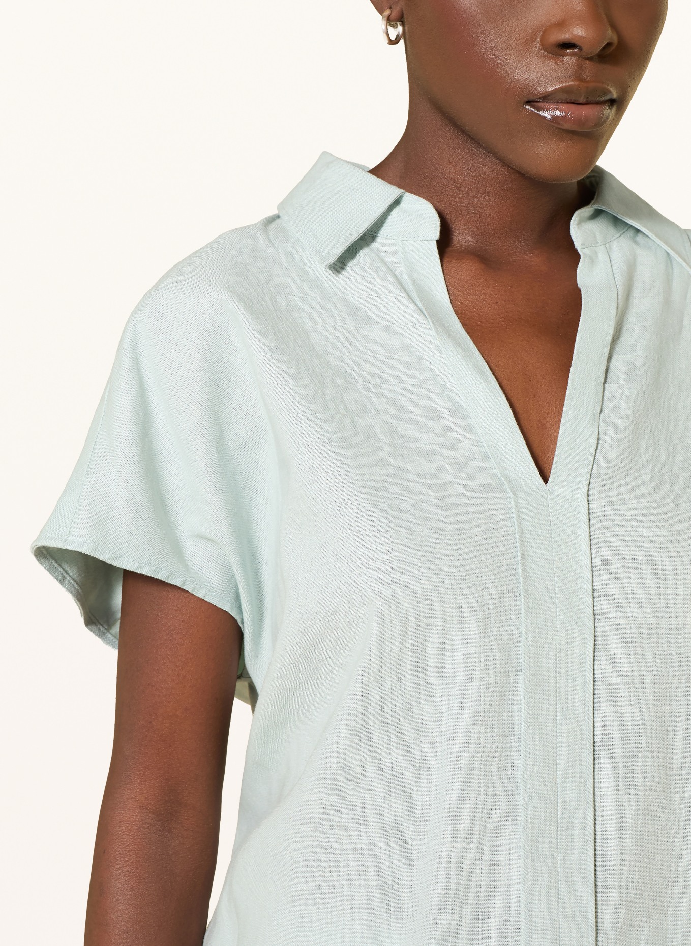 Calvin Klein Tričko s límečkem z lnu: MÁTOVÁ