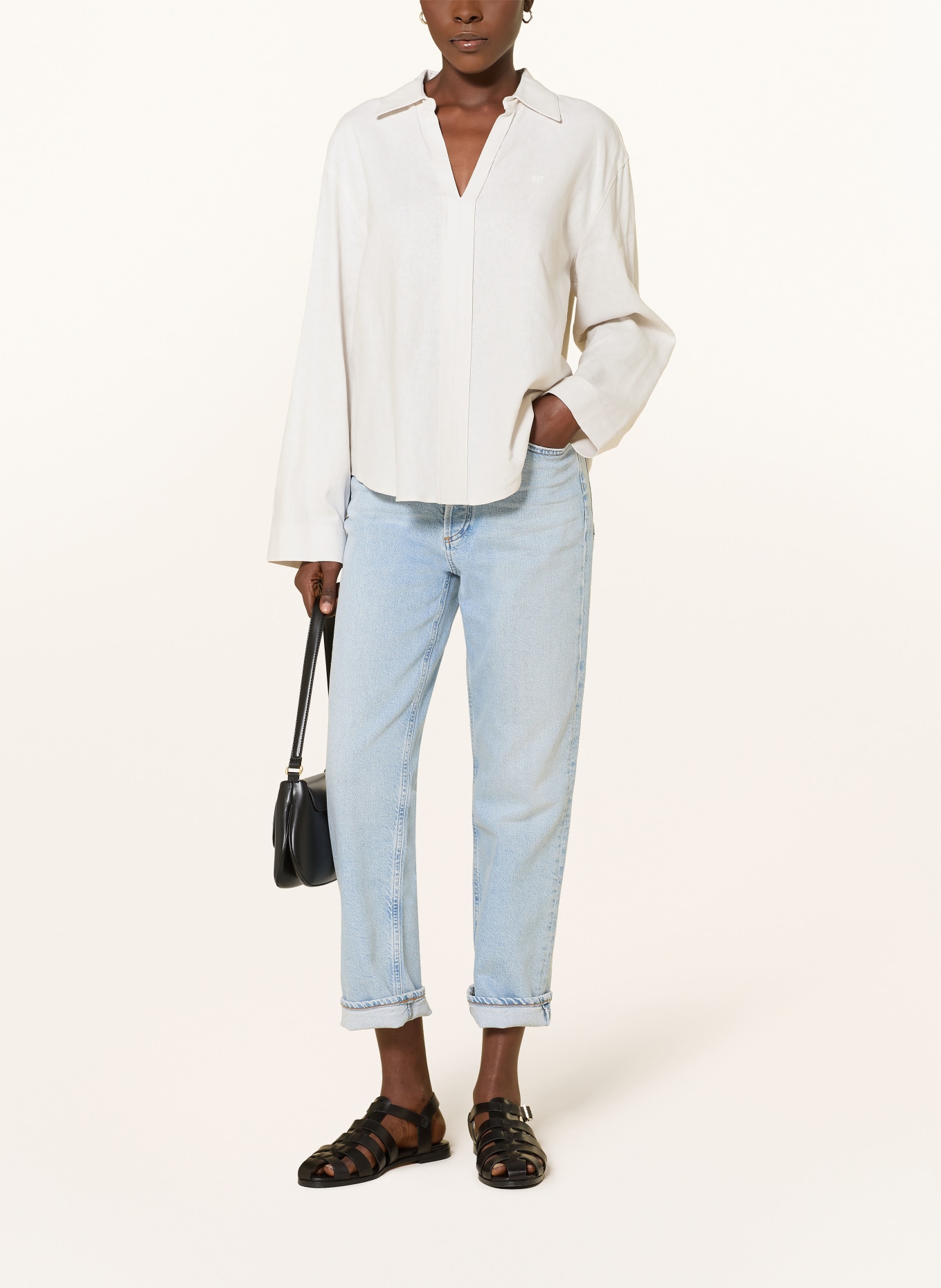 Calvin Klein Blusenshirt mit Leinen: ECRU