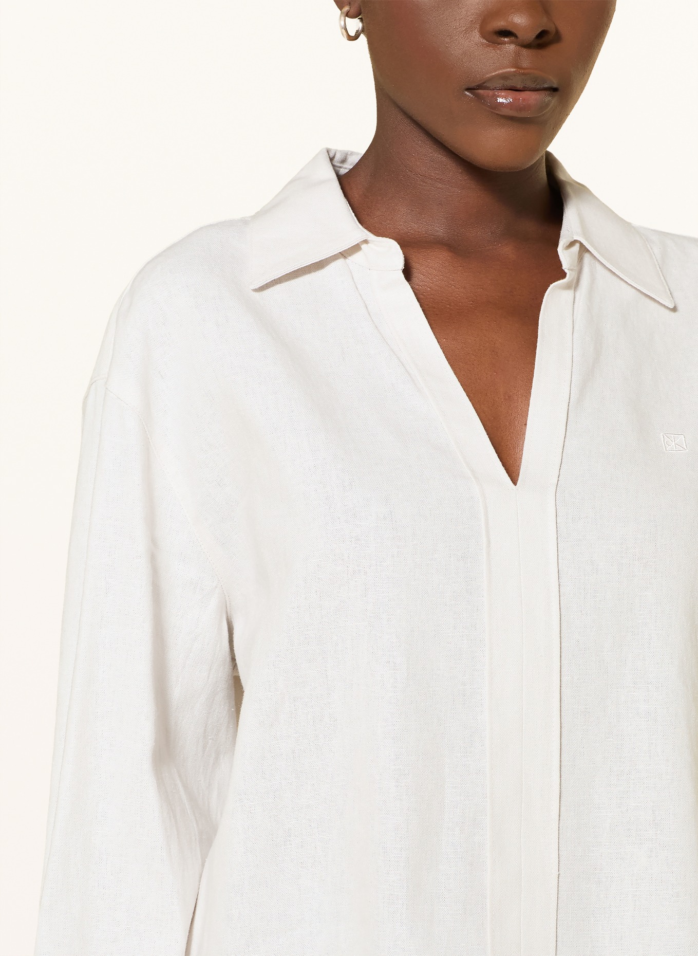 Calvin Klein Blusenshirt mit Leinen: ECRU