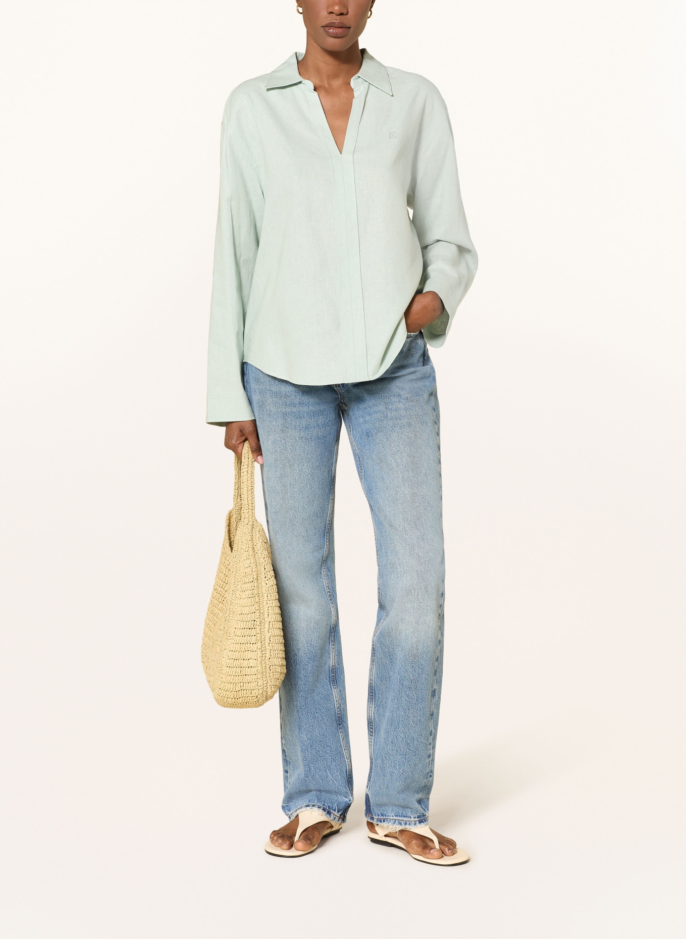 Calvin Klein Chemisier en lin: MENTHE