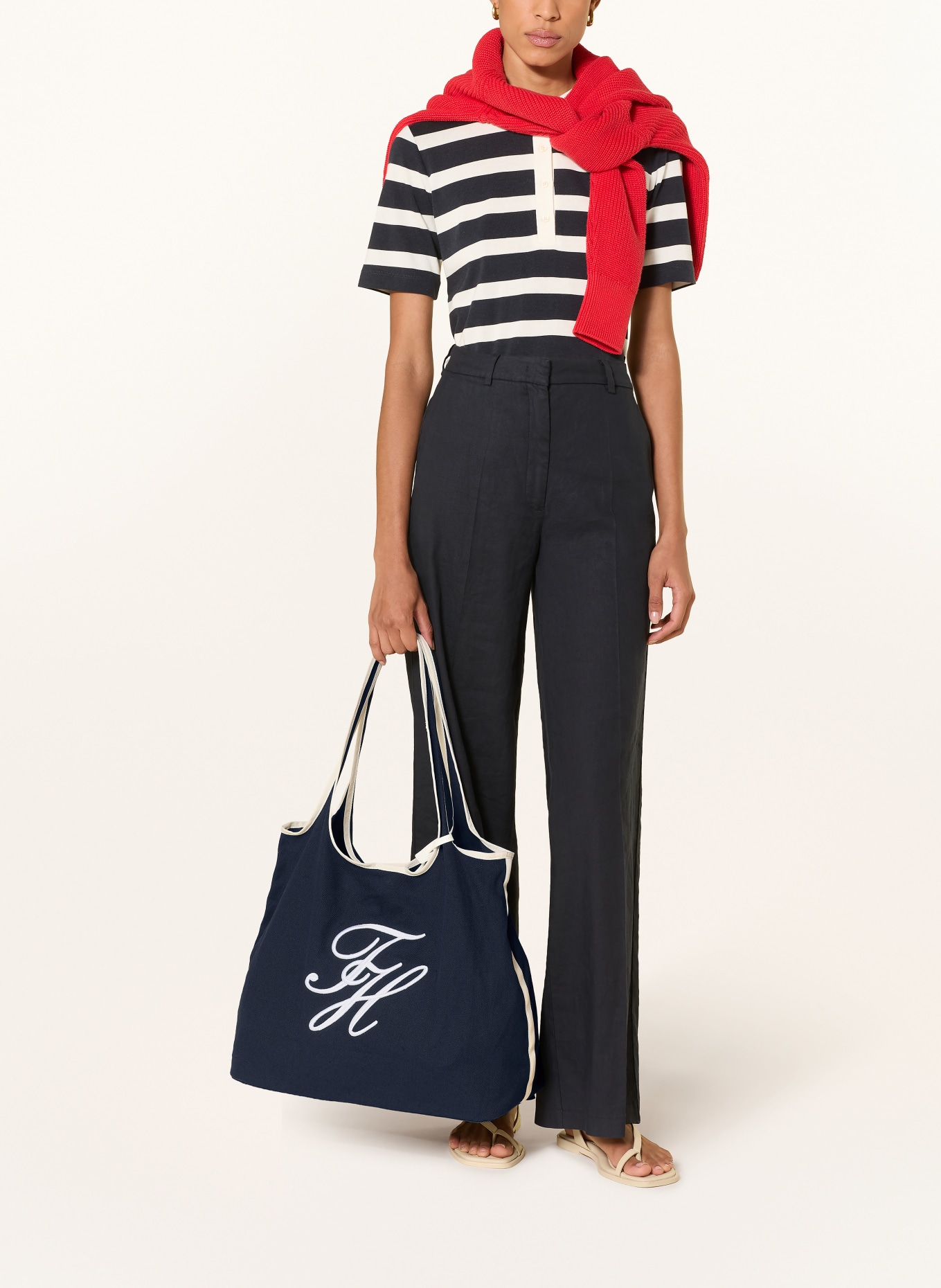 TOMMY HILFIGER Shopper met zakje: DONKERBLAUW / WIT