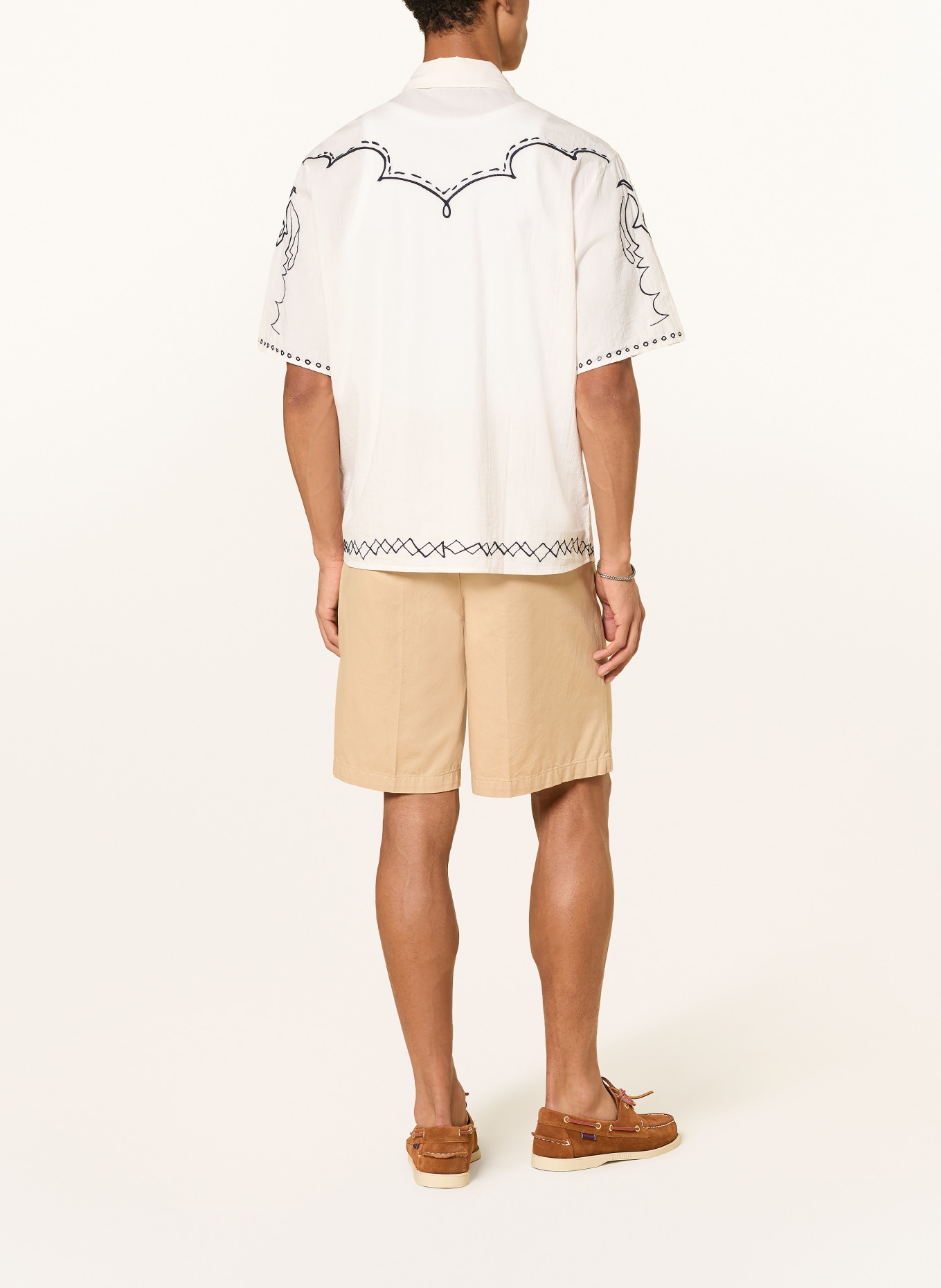 SCOTCH & SODA Kurzarm-Hemd Comfort Fit: WEISS / DUNKELBLAU