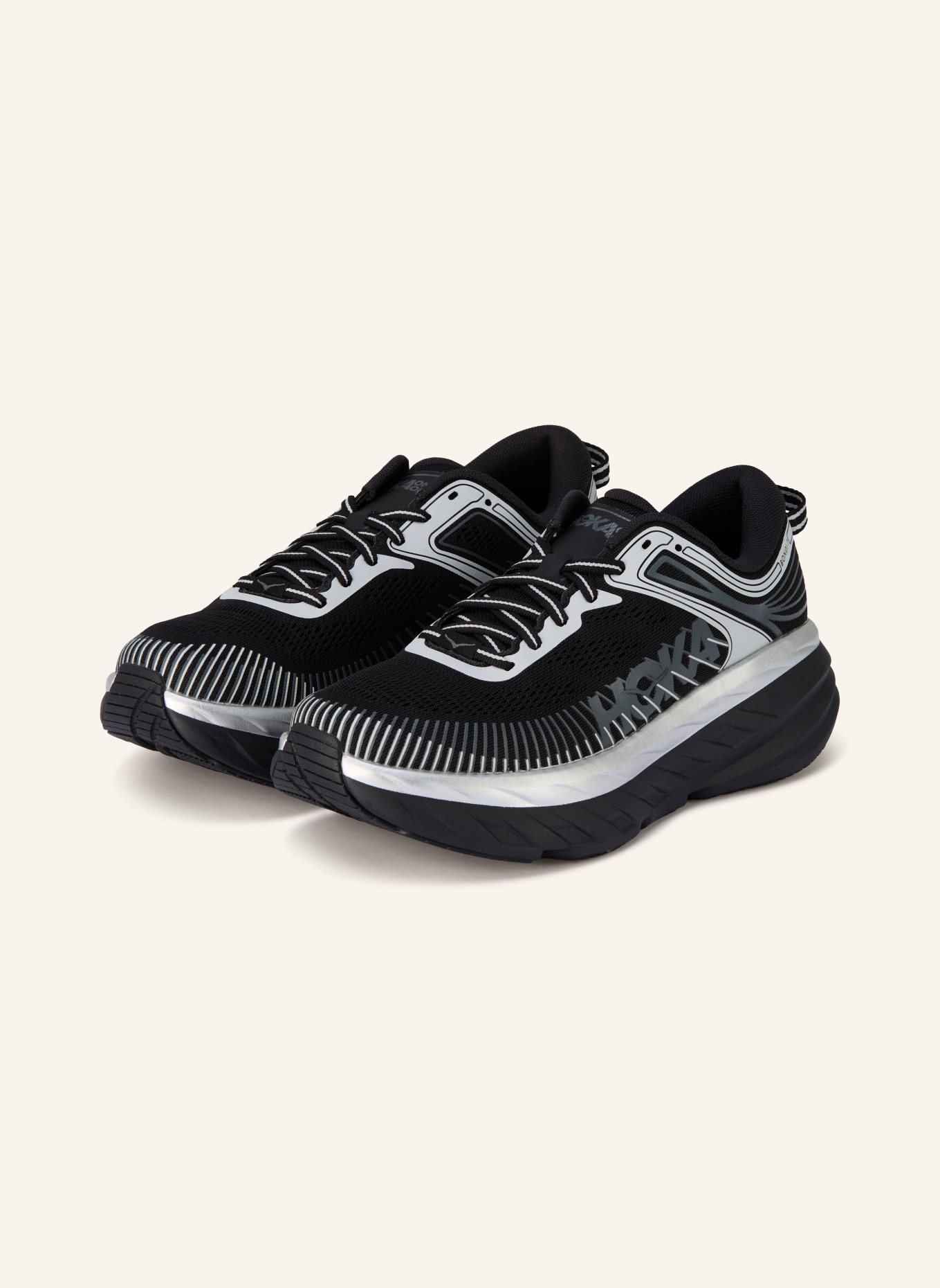HOKA BONDI 7 Sneakers: BLACK / SILVER / GRAY