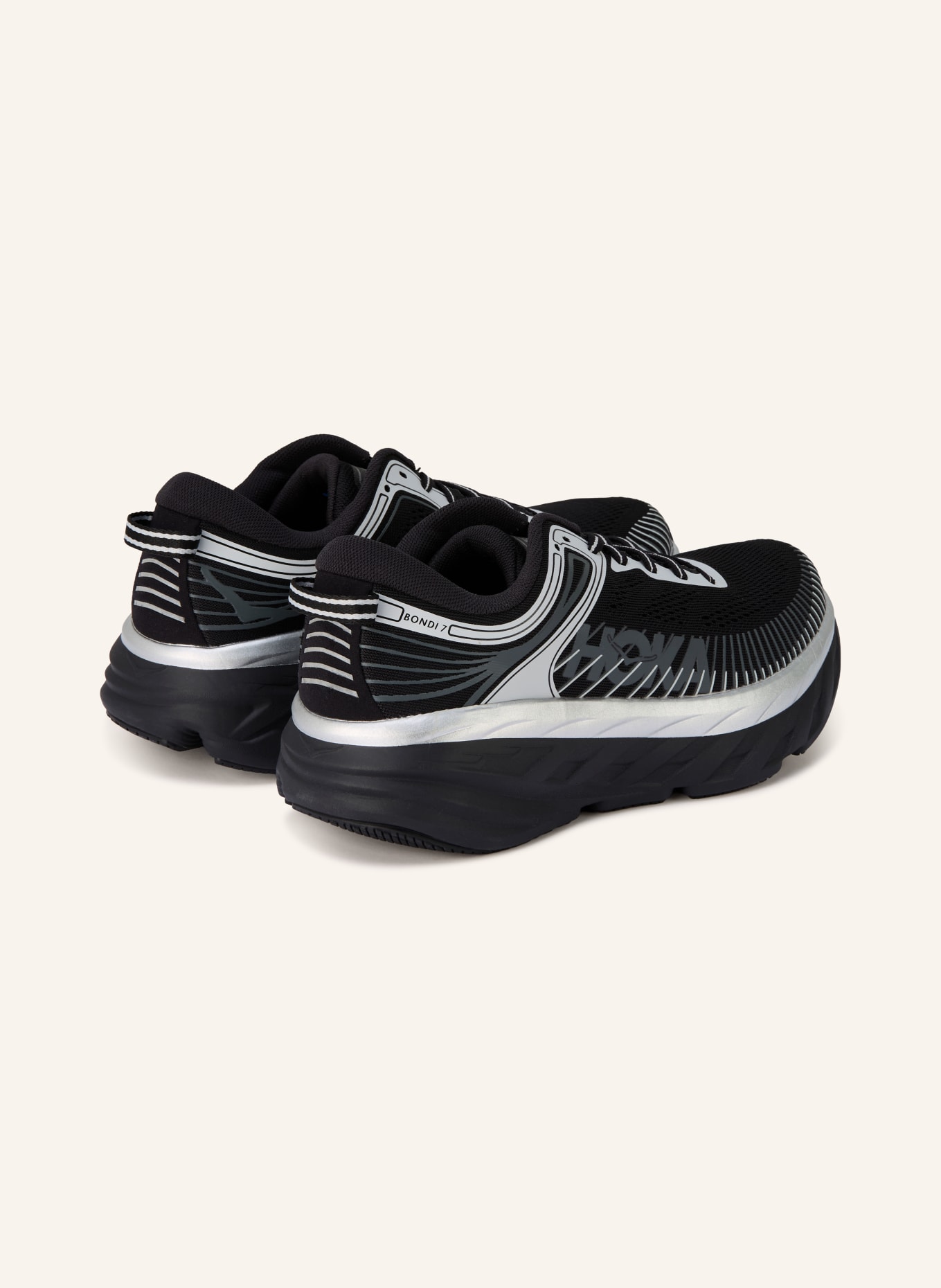 HOKA BONDI 7 Sneakers: BLACK / SILVER / GRAY