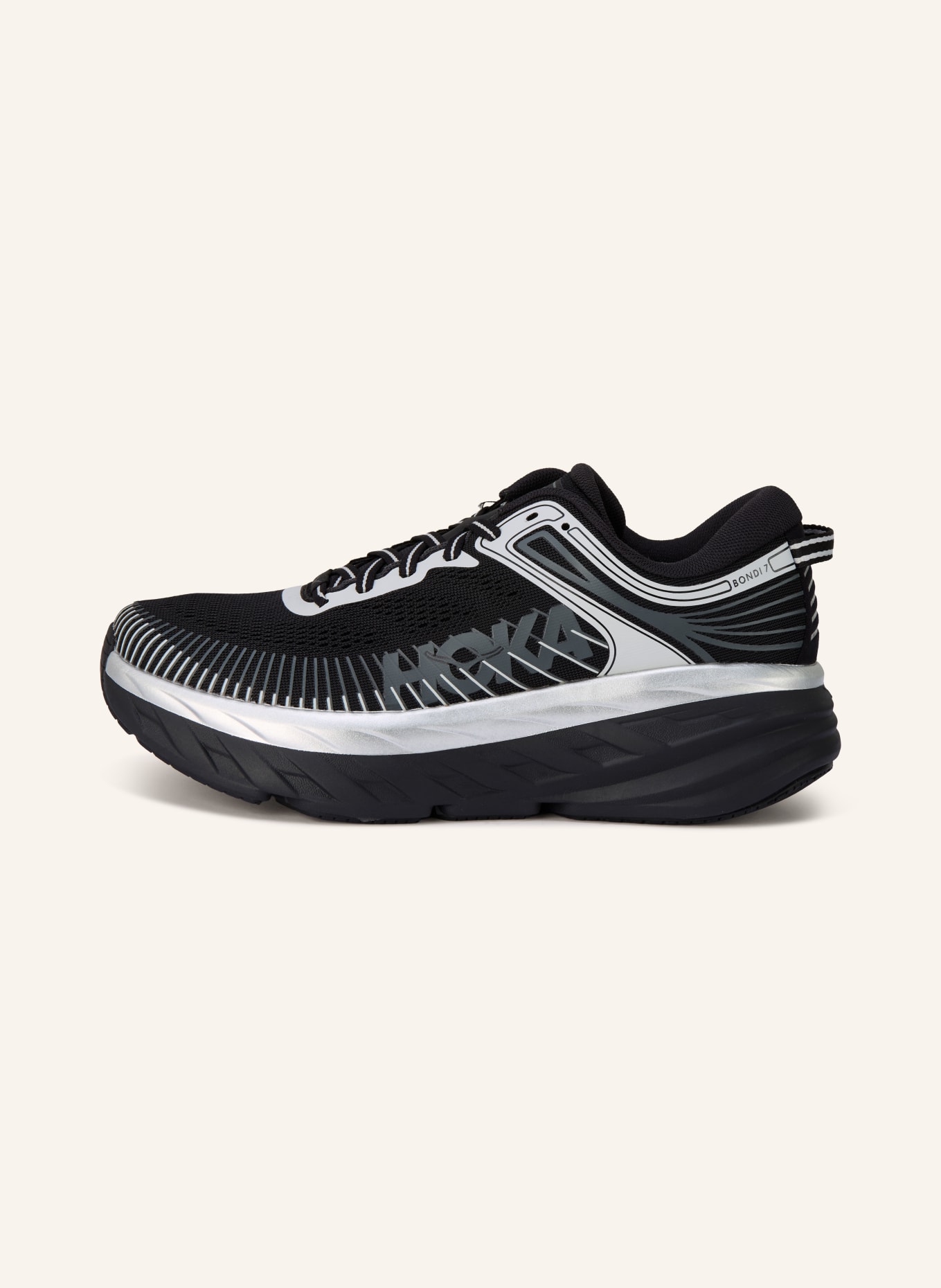 HOKA BONDI 7 Sneakers: BLACK / SILVER / GRAY
