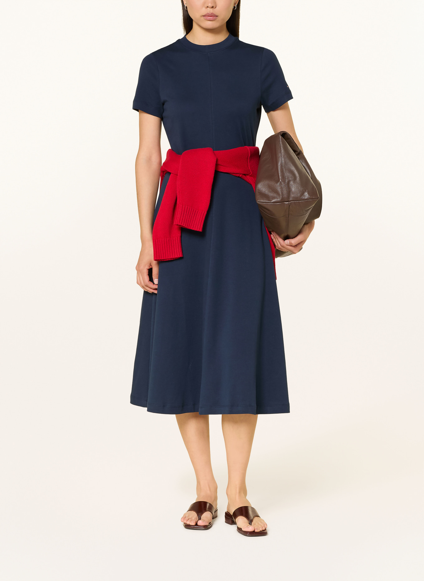 TOMMY HILFIGER Rochie INTERLOCK: ALBASTRU ÎNCHIS