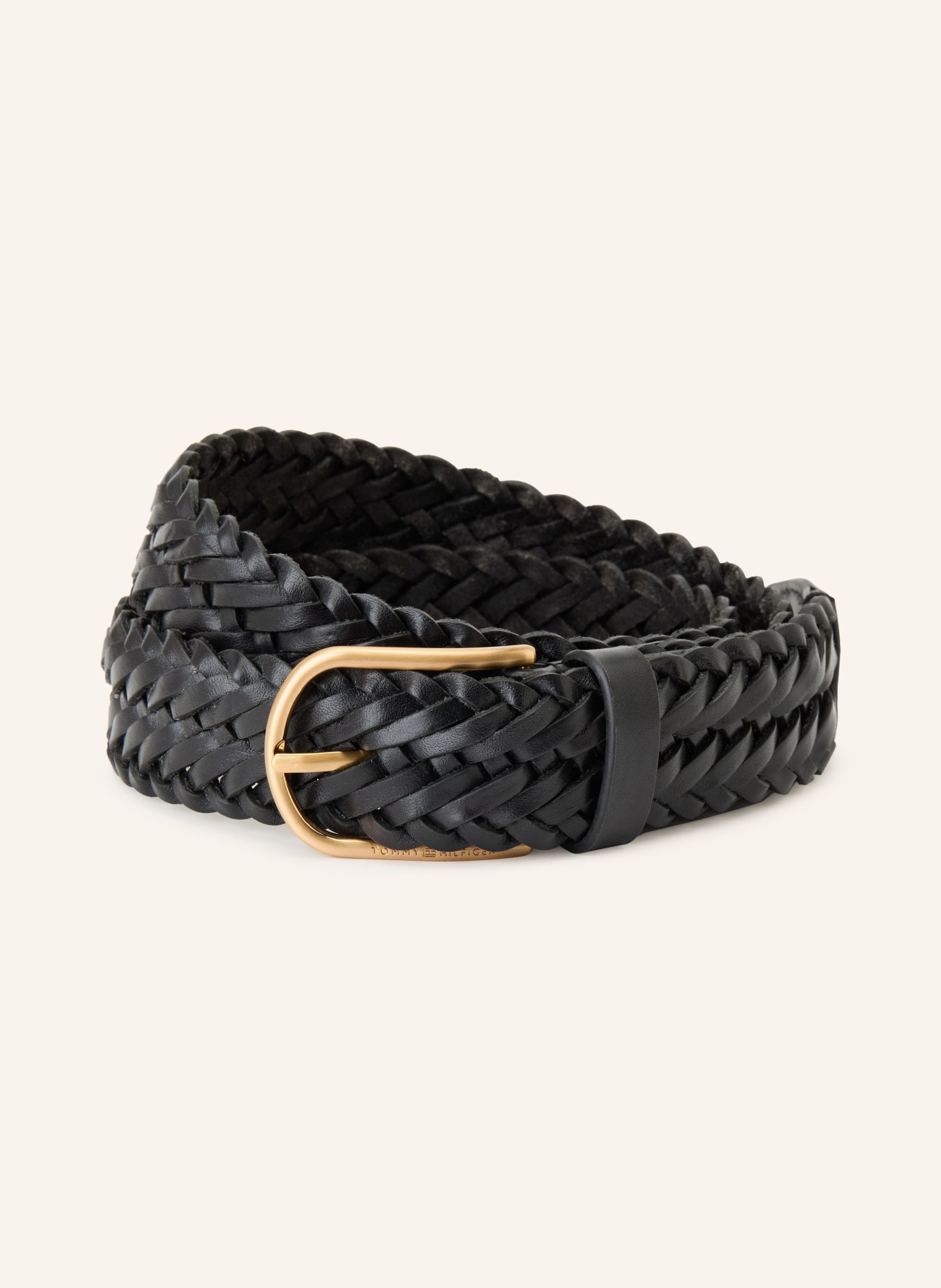TOMMY HILFIGER Braided leather belt: BLACK