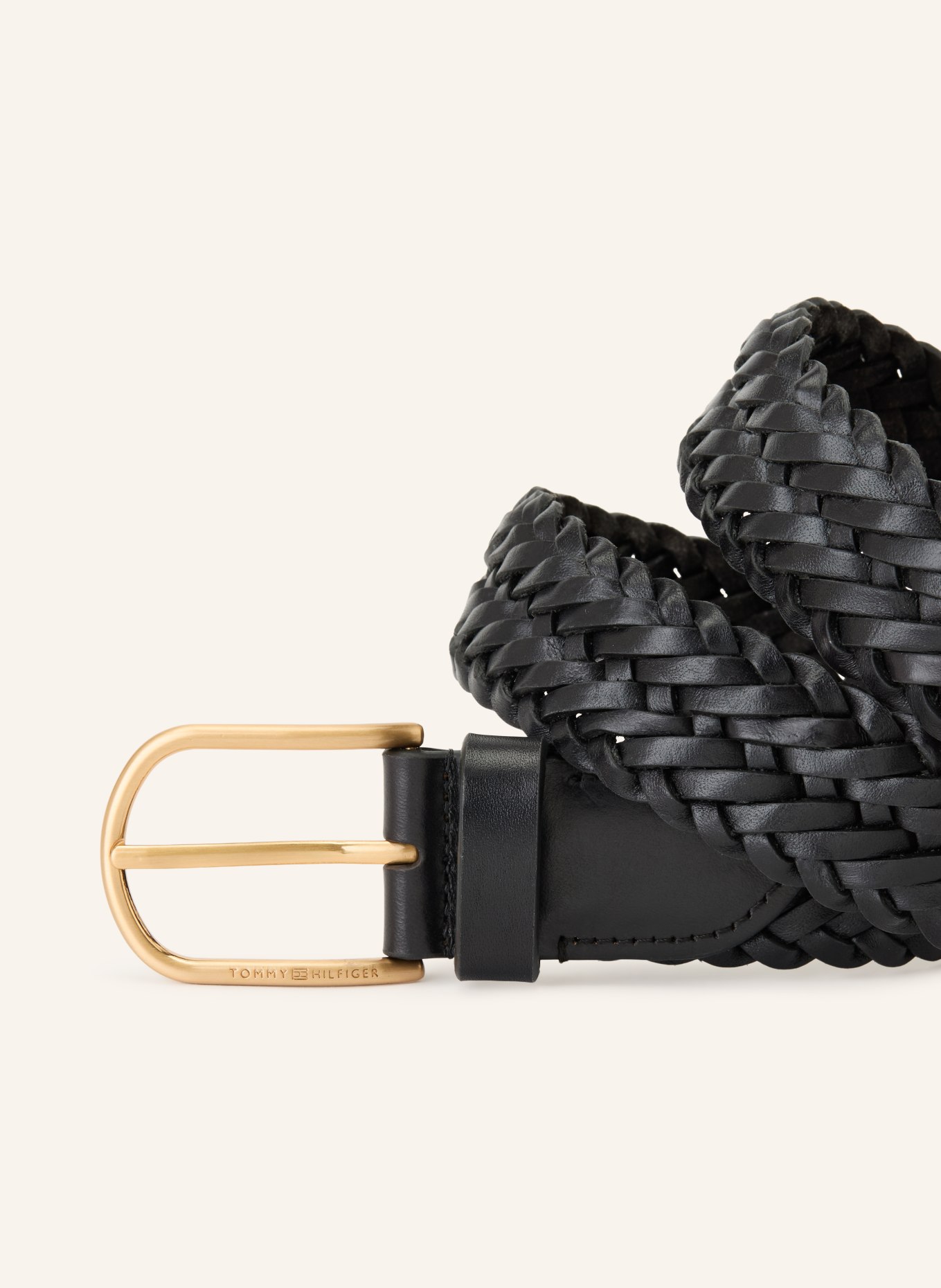 TOMMY HILFIGER Braided leather belt: BLACK