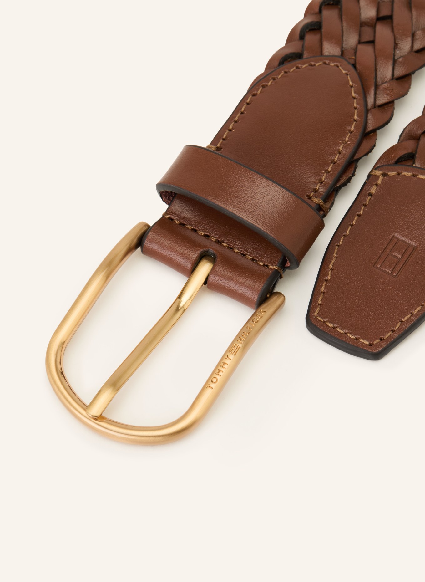 TOMMY HILFIGER Braided leather belt: BROWN