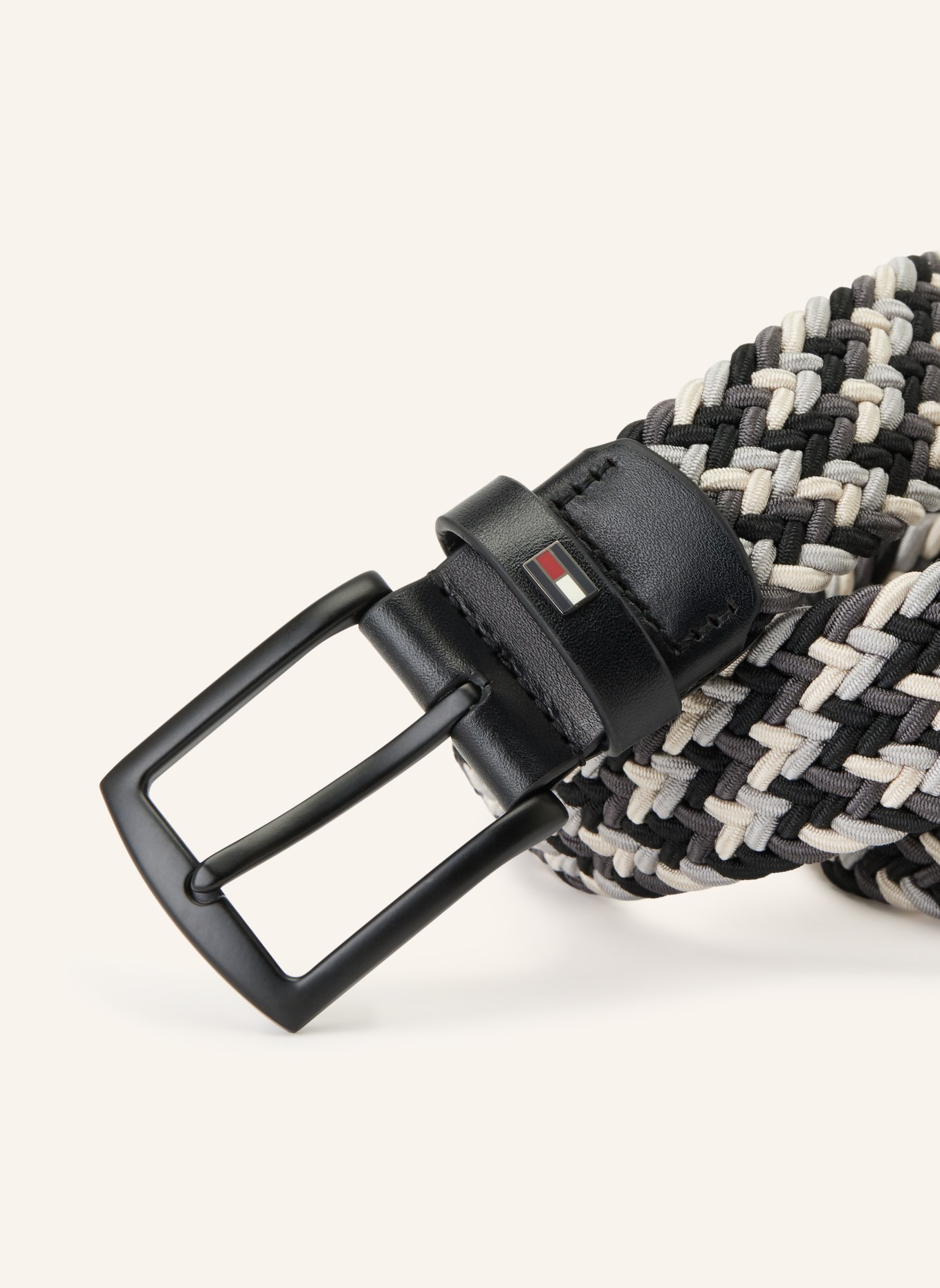 TOMMY HILFIGER Braided belt: BLACK / LIGHT GRAY / GRAY