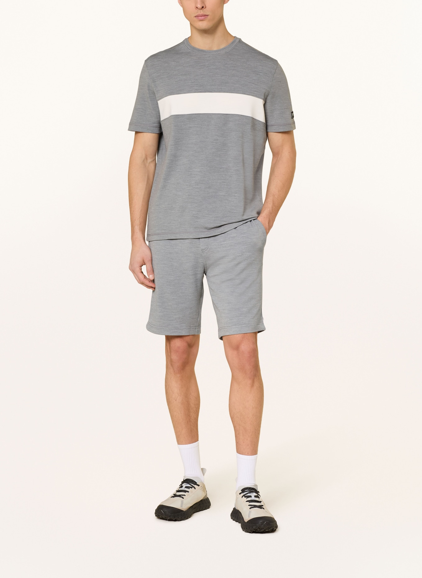 super.natural Szorty dresowe COLORADO z wełną merino: SZARY / KREMOWY