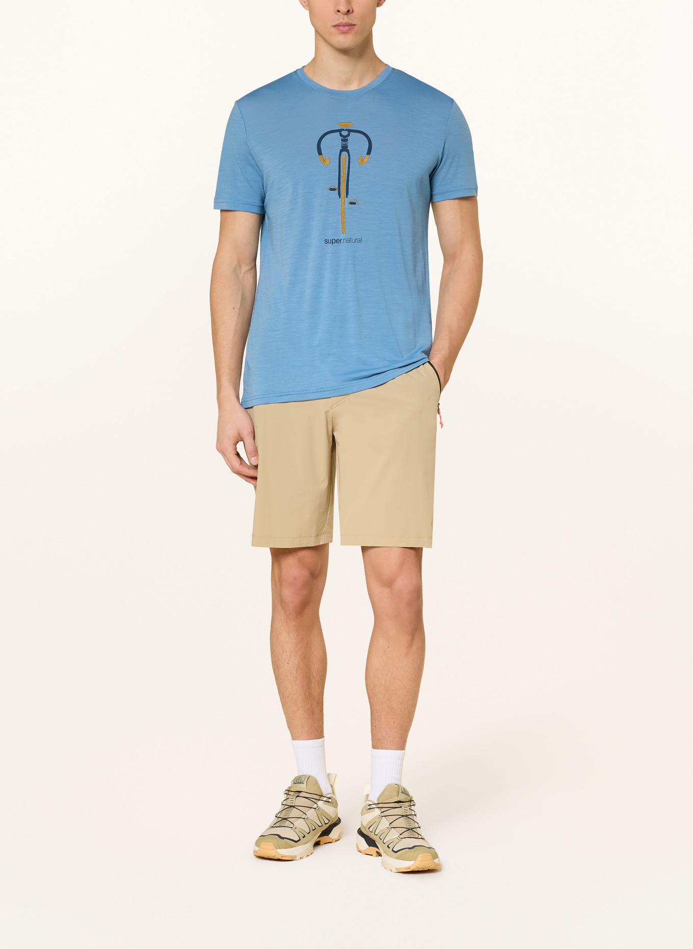 super.natural T-shirt VINTAGE BIKE z wełną merino: NIEBIESKI