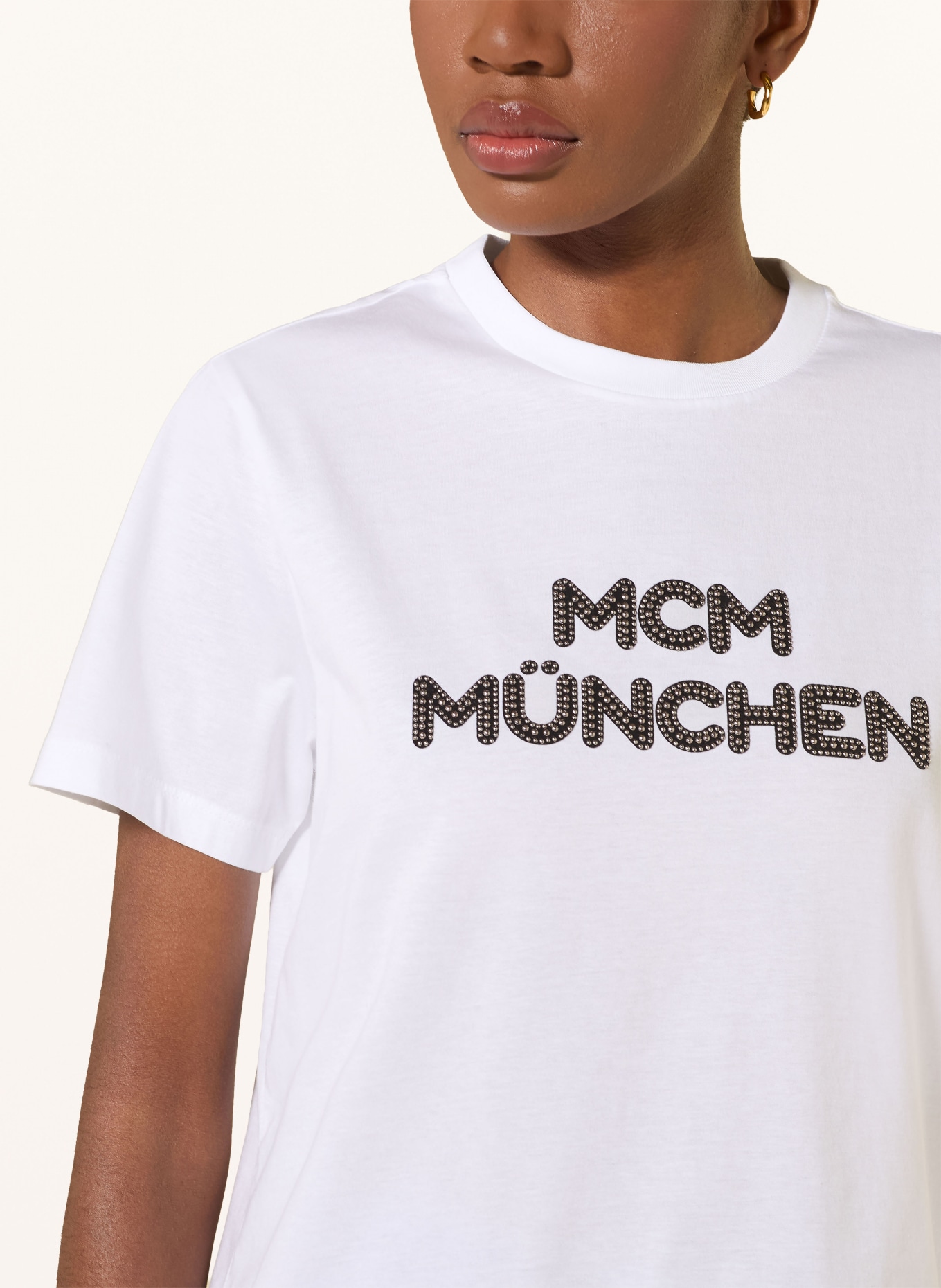 MCM Koszulka z nitami: BIAŁY / SREBRNY / CZARNY