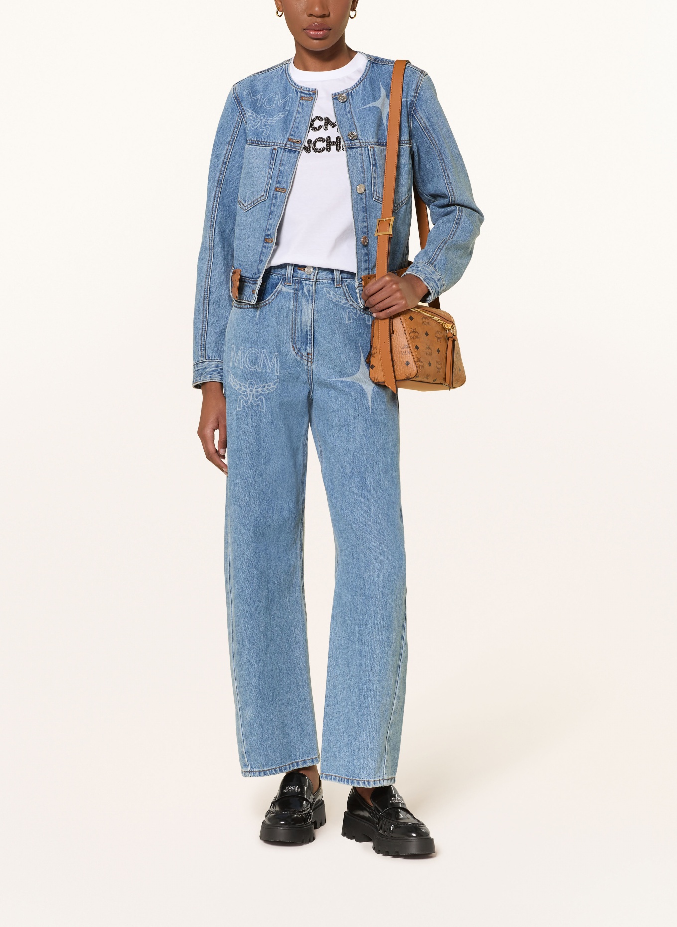 MCM Koszulka z nitami: BIAŁY / SREBRNY / CZARNY