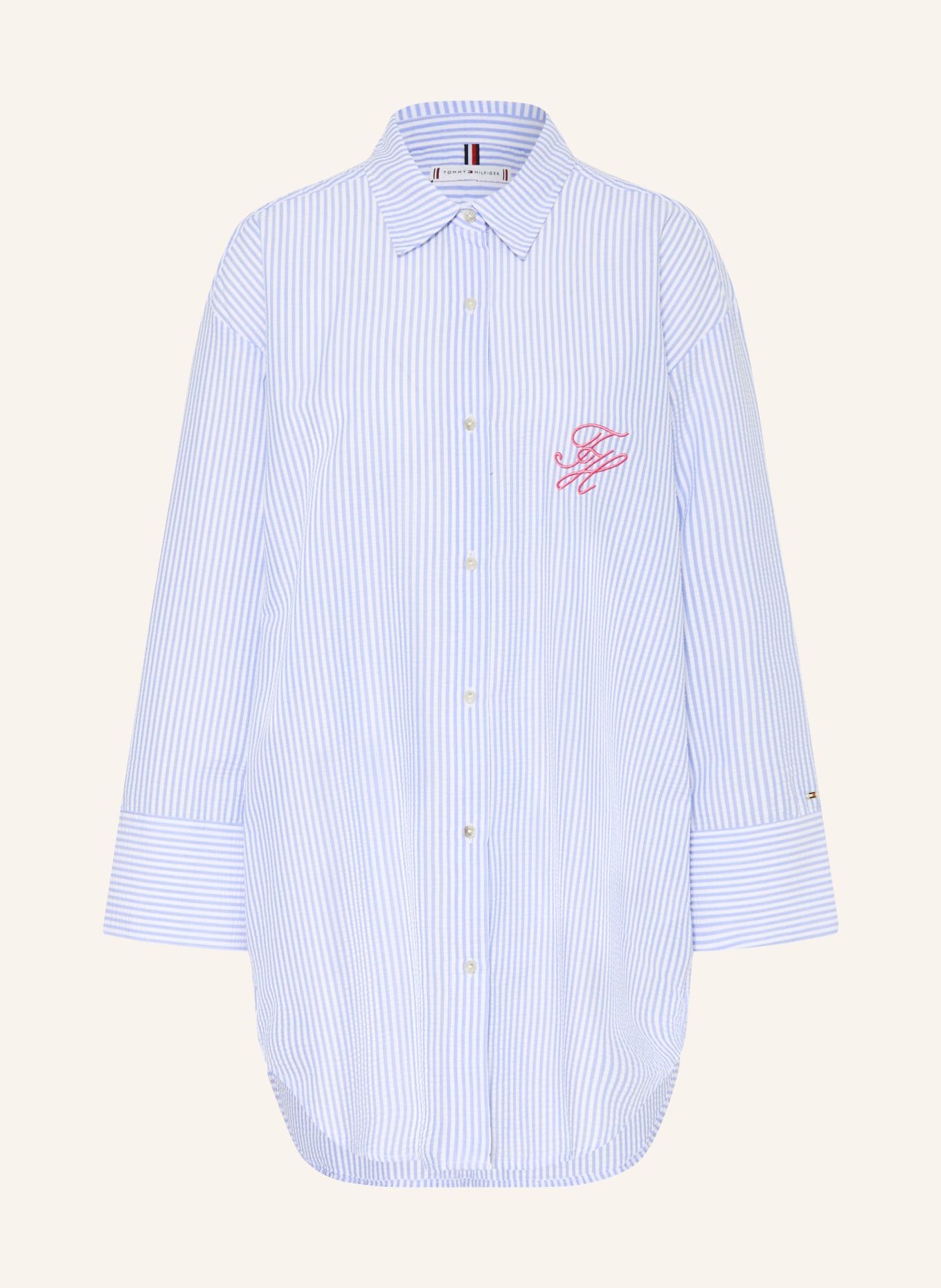 TOMMY HILFIGER overhemdblouse: LICHTBLAUW / ROZE / WIT