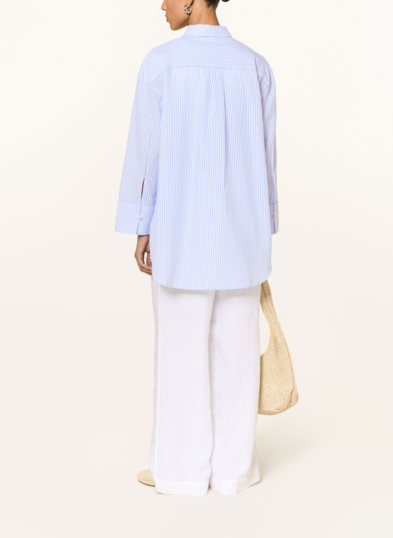 TOMMY HILFIGER overhemdblouse: LICHTBLAUW / ROZE / WIT