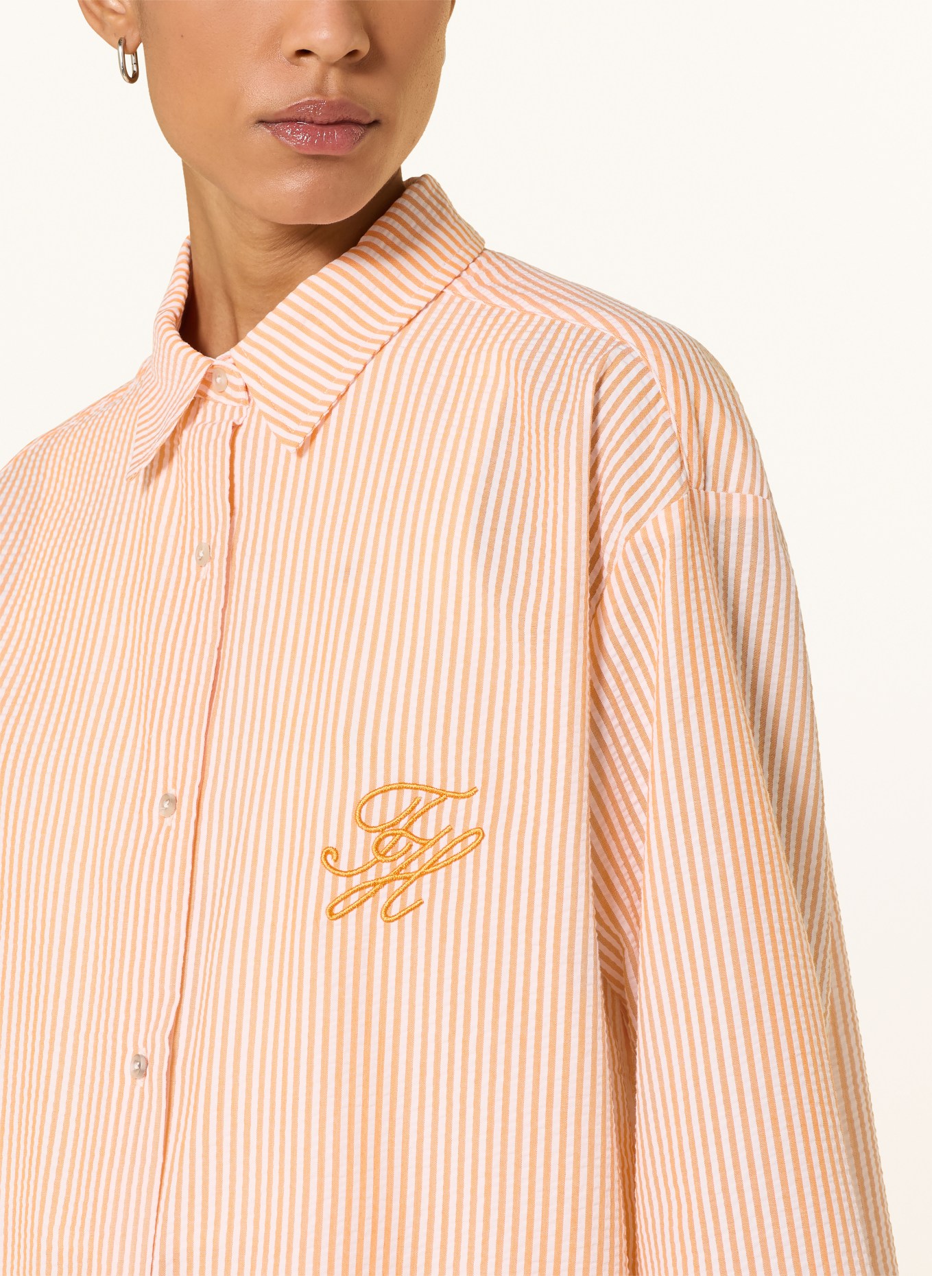 TOMMY HILFIGER košile: ORANŽOVÁ / BÍLÁ