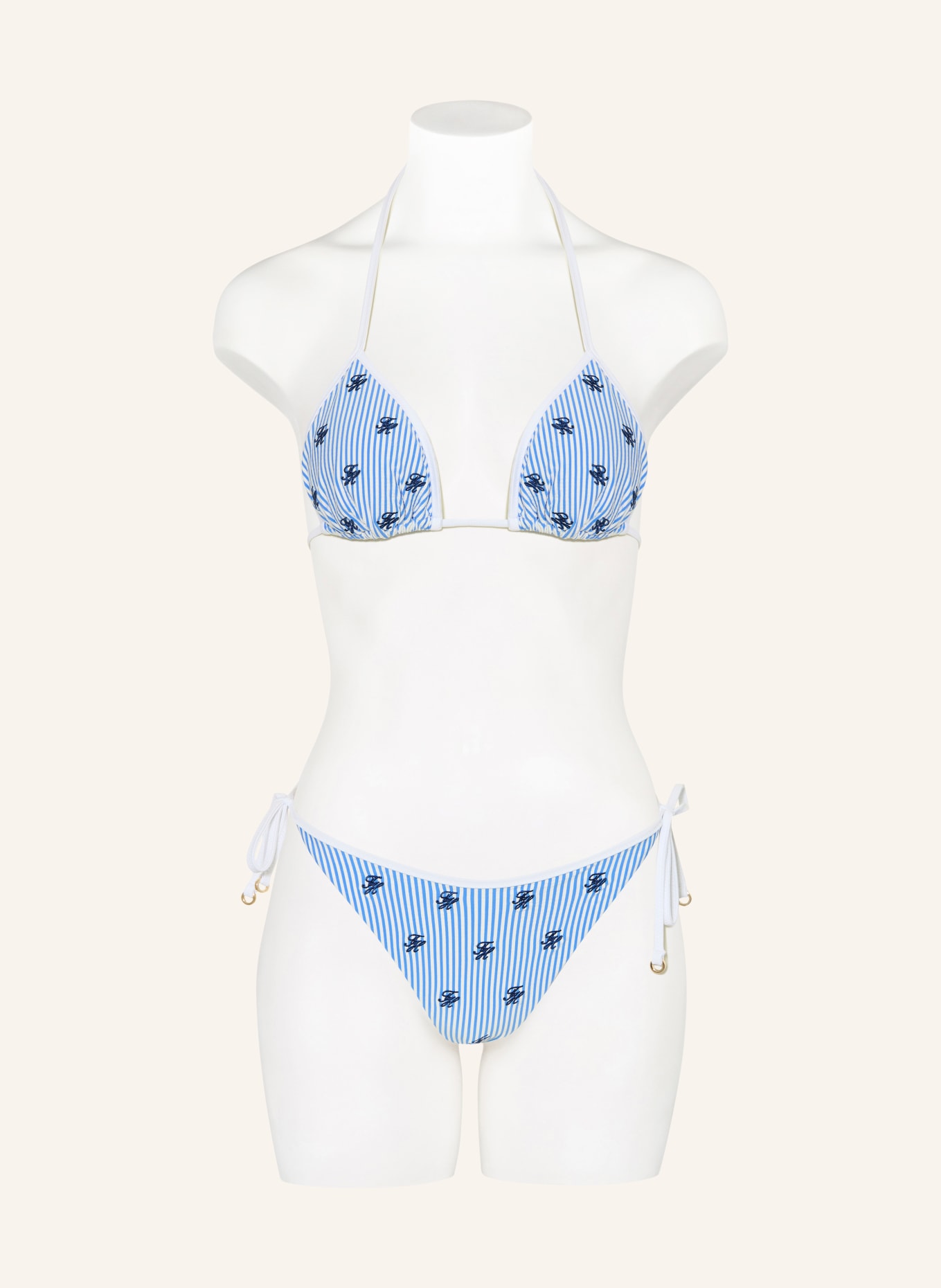 TOMMY HILFIGER Triangle bikini top: BLUE / DARK BLUE / WHITE