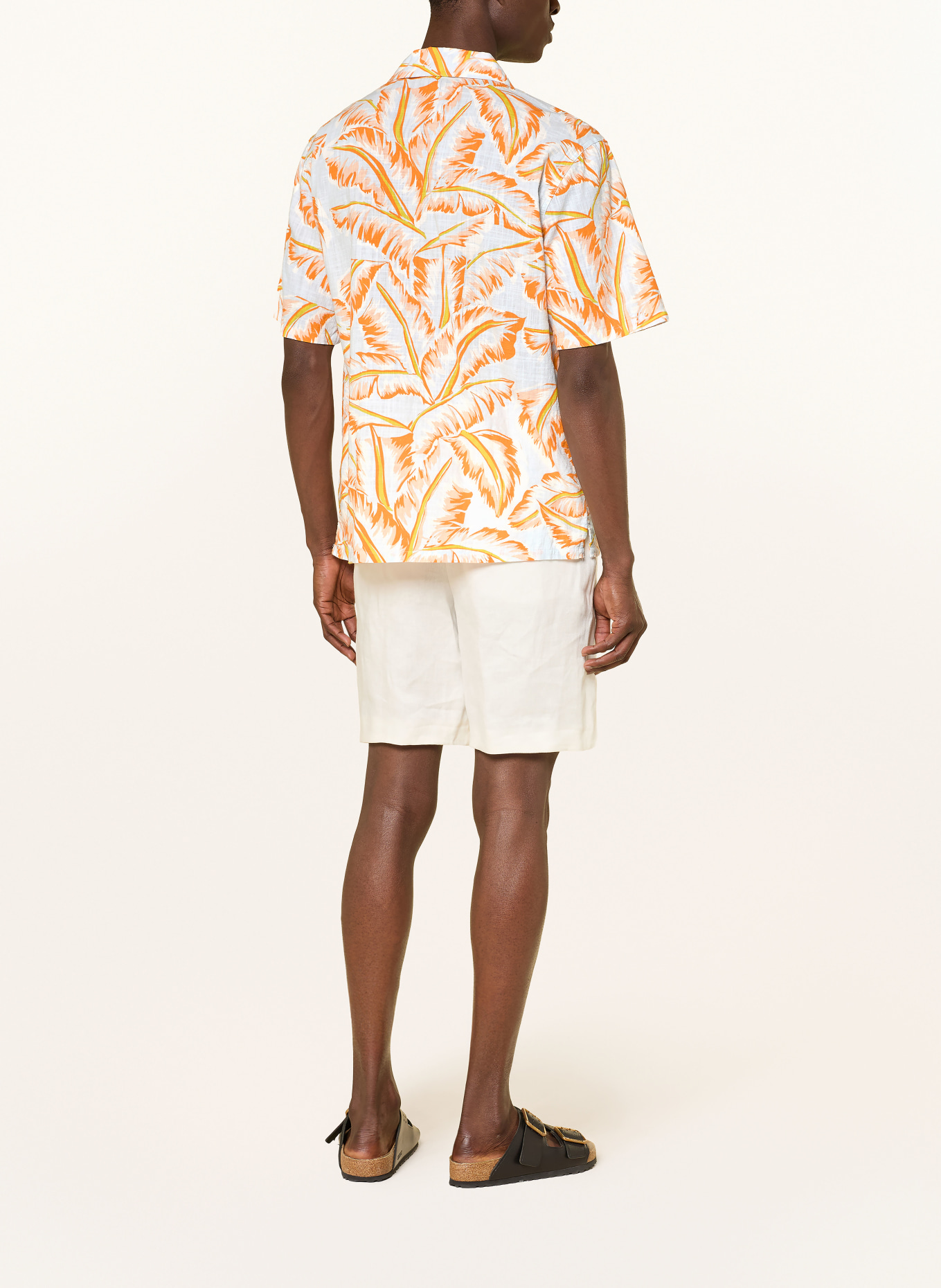 TOMMY HILFIGER Košile s krátkým rukávem Comfort Fit: ORANŽOVÁ / ČERNOŠEDÁ / NEONOVĚ ŽLUTÁ