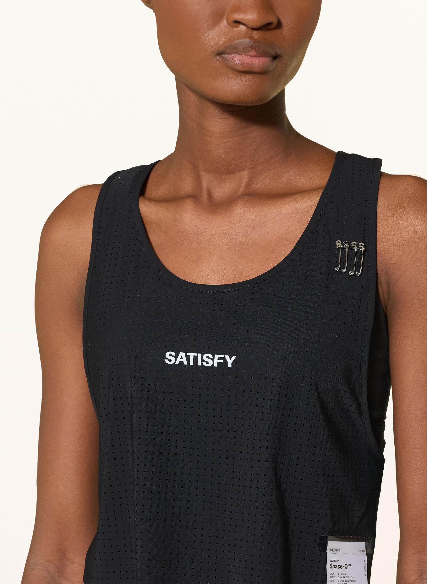 SATISFY Lauftop SPACE-O CROPPED: SCHWARZ