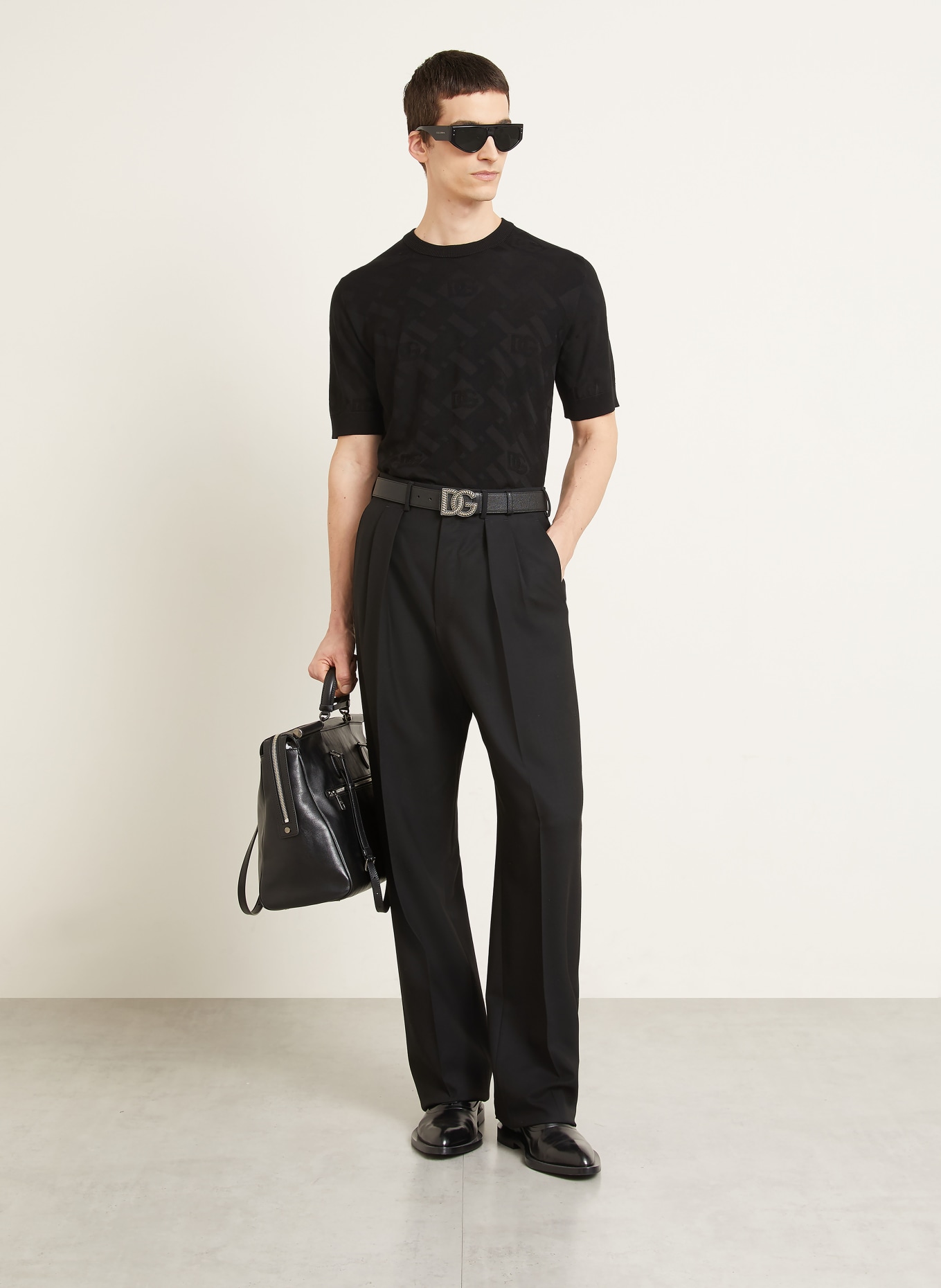 DOLCE & GABBANA Strick-Poloshirt aus Seide: SCHWARZ