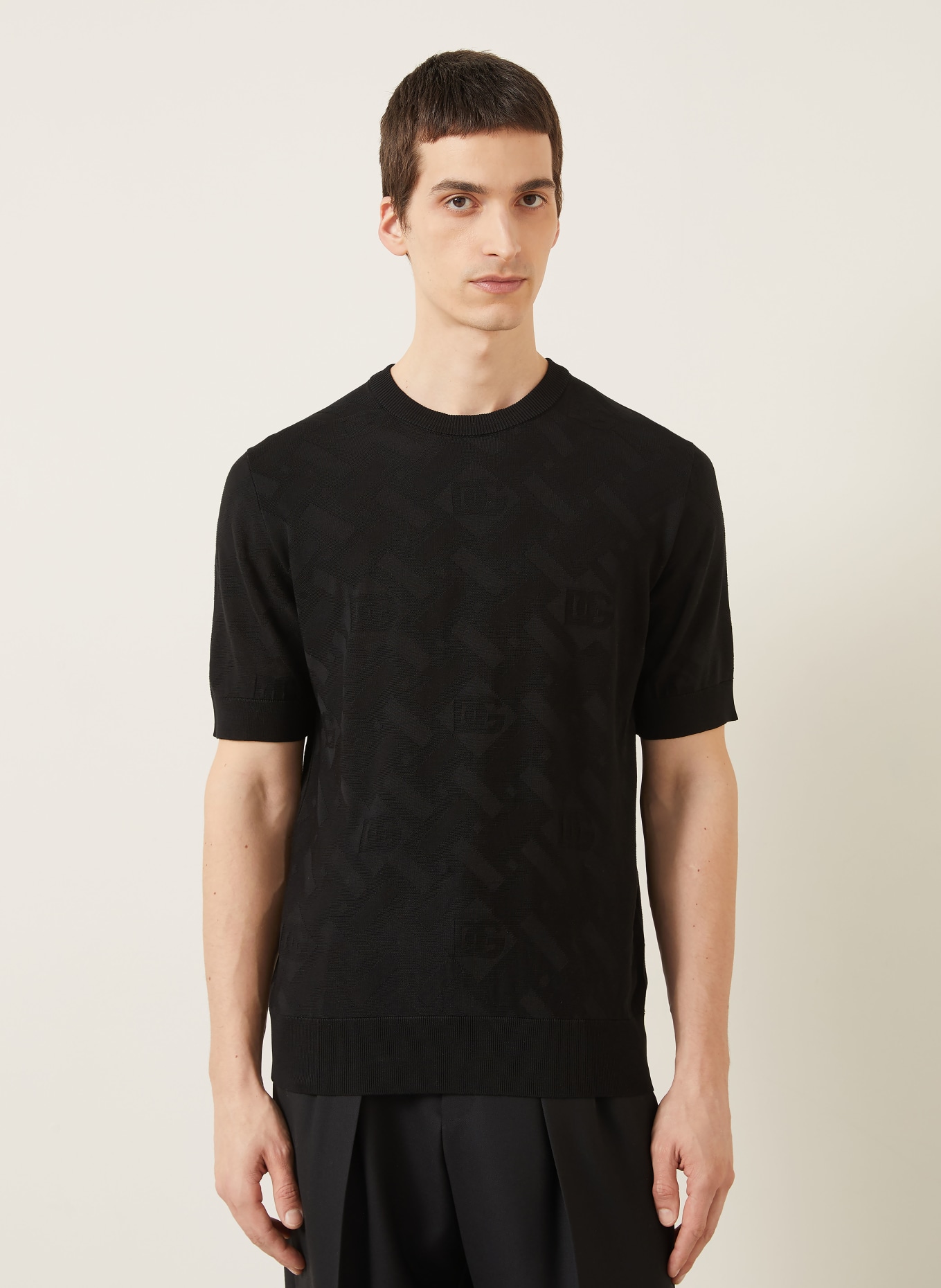 DOLCE & GABBANA Strick-Poloshirt aus Seide: SCHWARZ