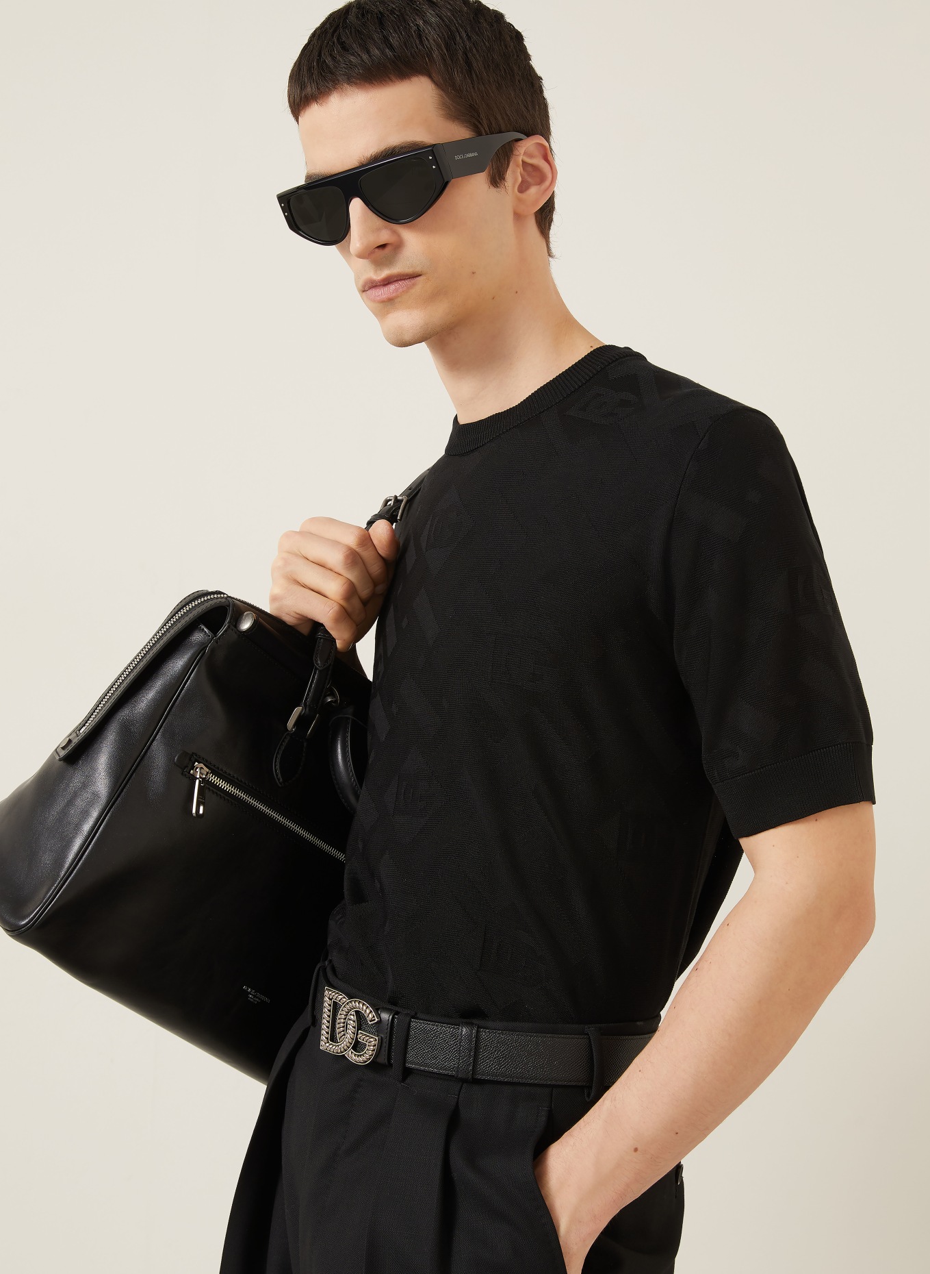 DOLCE & GABBANA Strick-Poloshirt aus Seide: SCHWARZ