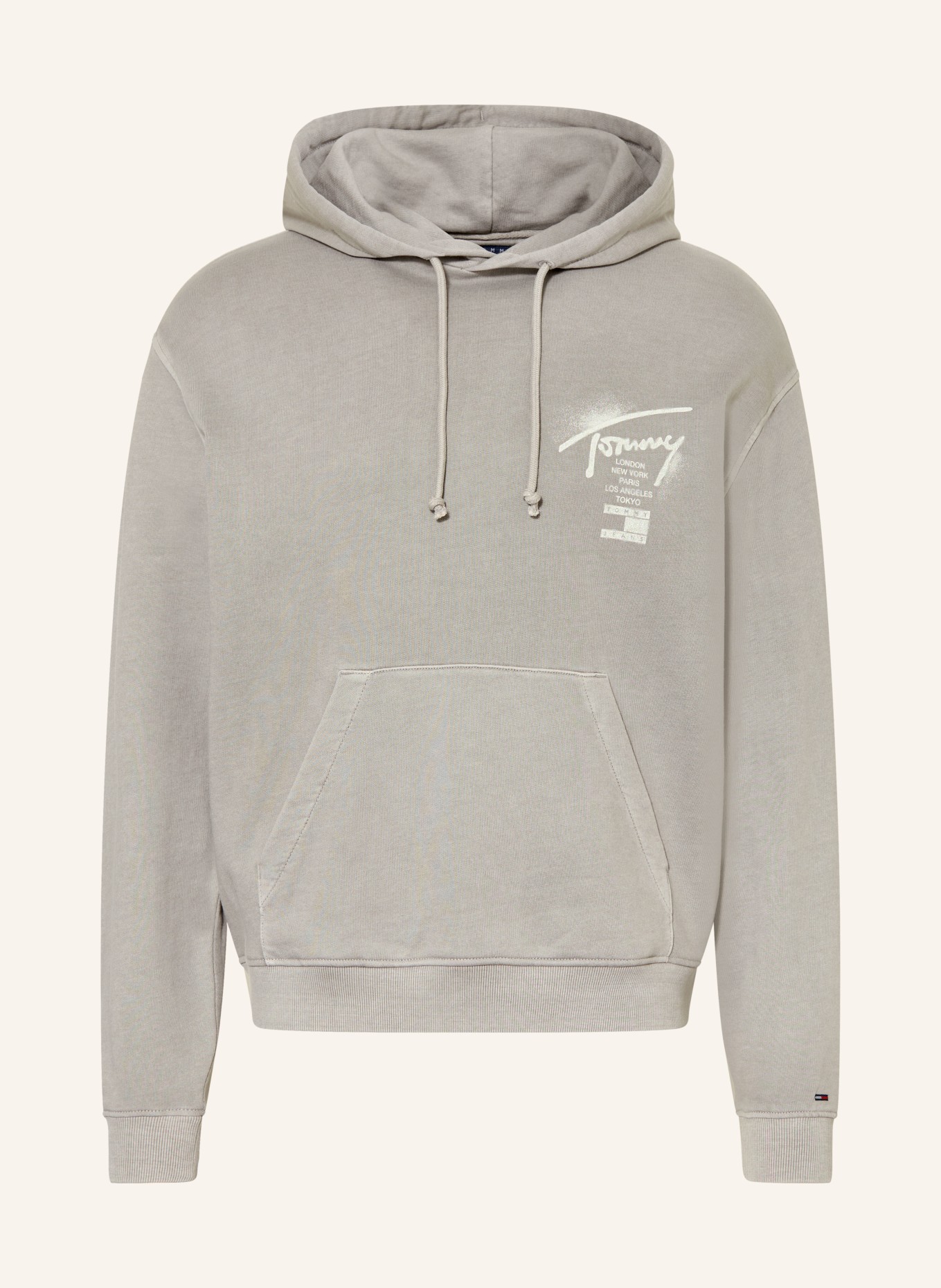 TOMMY JEANS Hoodie: GRAY / CREAM