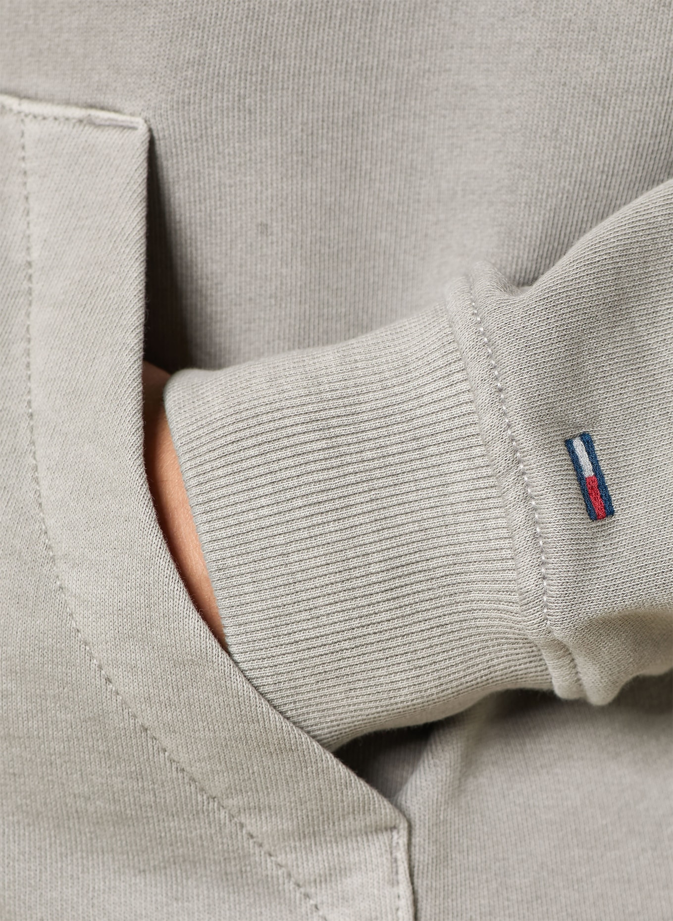 TOMMY JEANS Hoodie: GRAY / CREAM