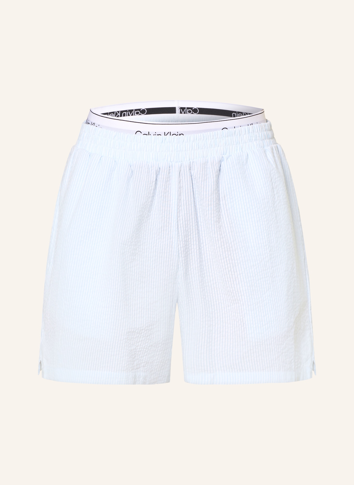 Calvin Klein Spací kalhoty SEERSUCKER: TMAVĚ MODRÁ / BÍLÁ