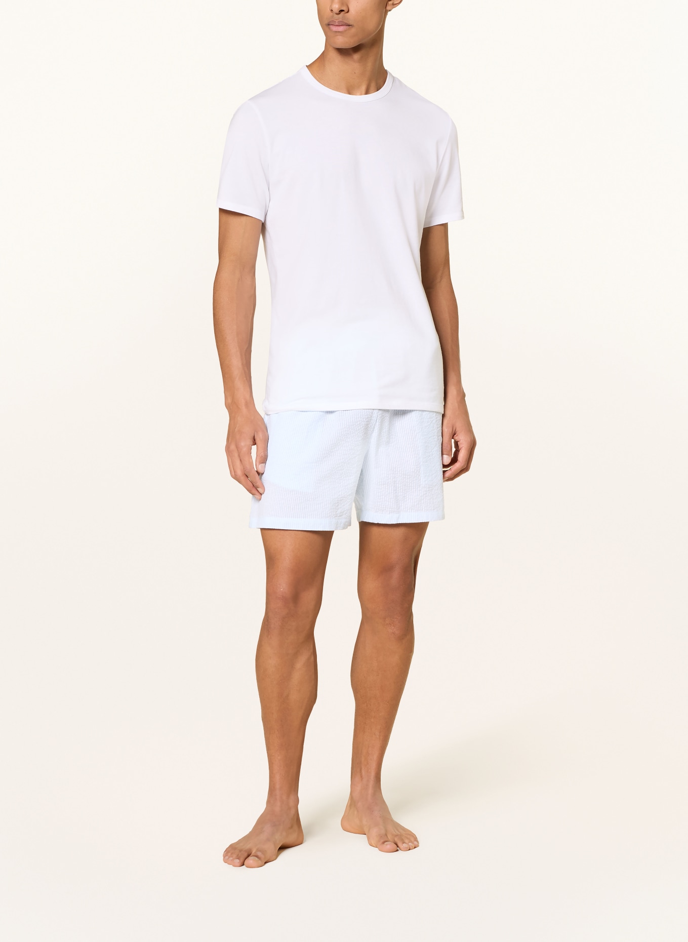 Calvin Klein Spací kalhoty SEERSUCKER: TMAVĚ MODRÁ / BÍLÁ