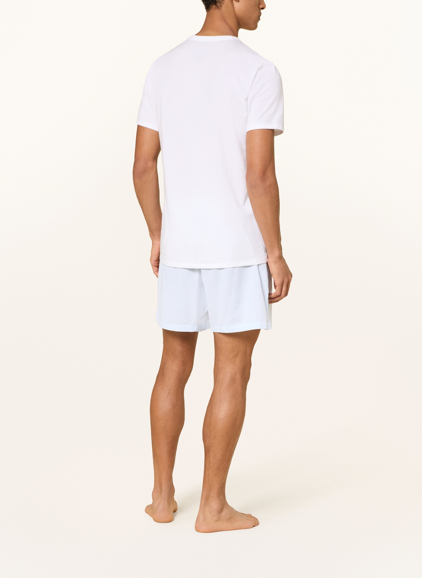 Calvin Klein Spací kalhoty SEERSUCKER: TMAVĚ MODRÁ / BÍLÁ