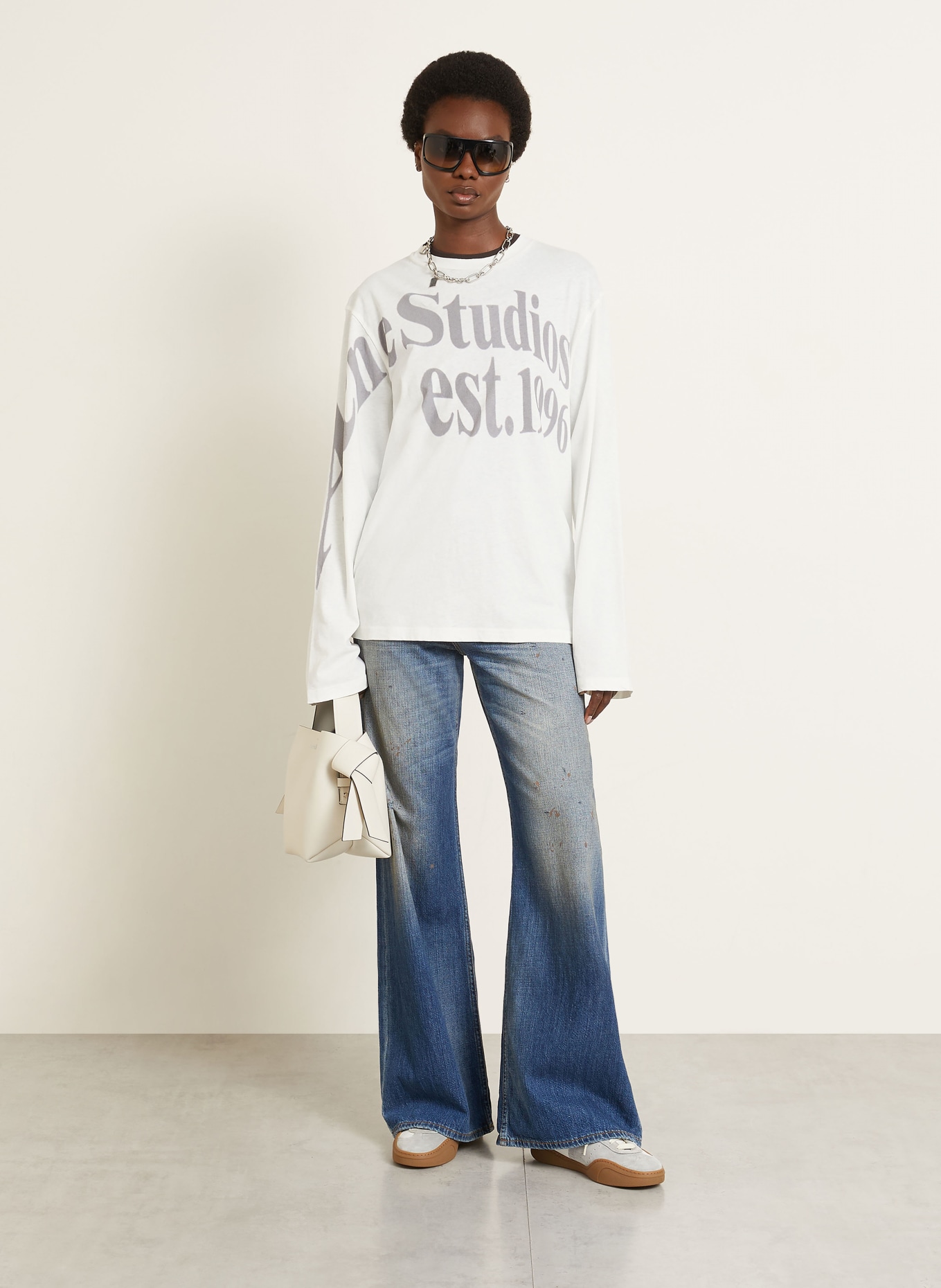 Acne Studios Longsleeve: WEISS / GRAU