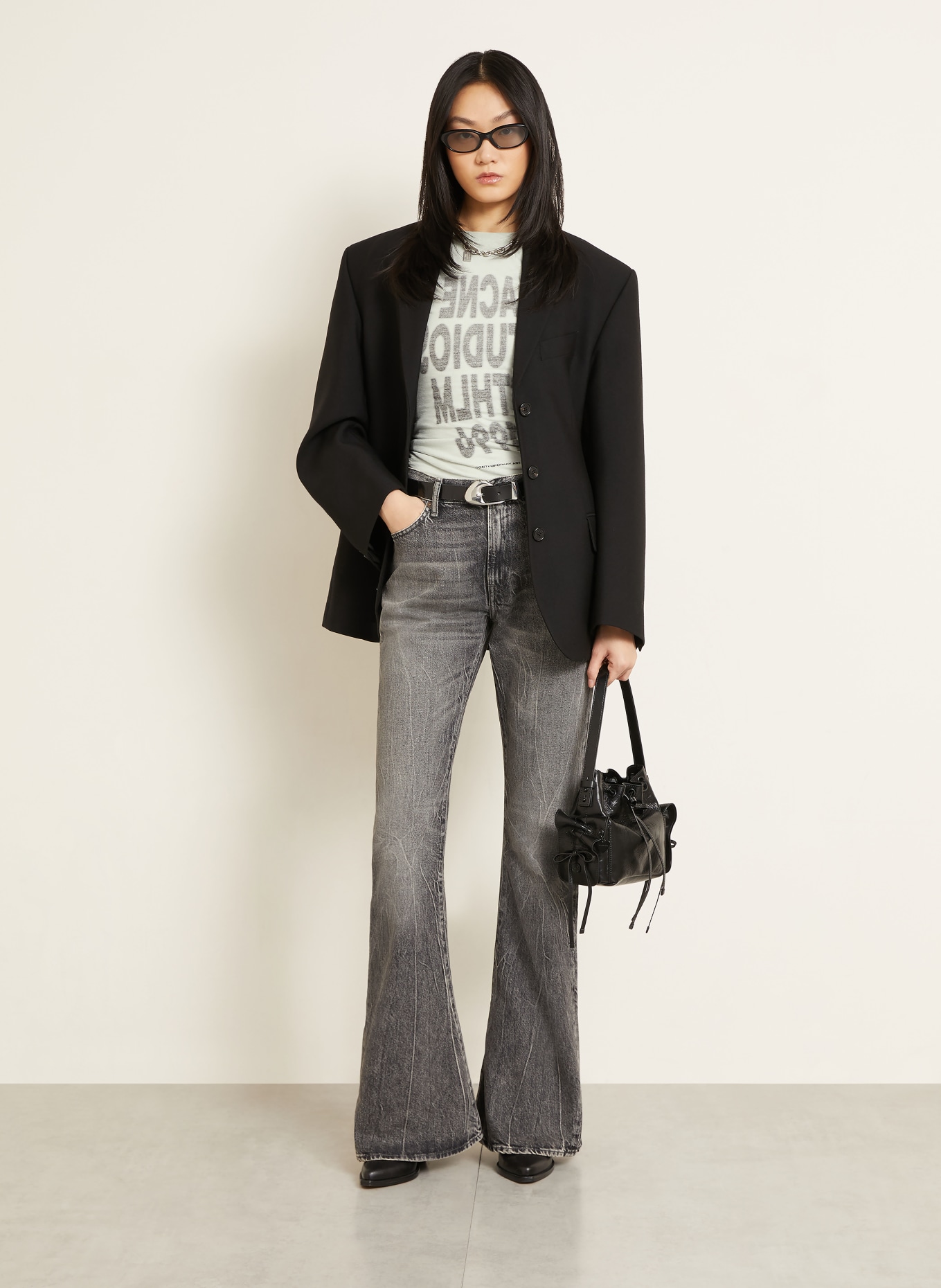 Acne Studios Koszulka: JASNOZIELONY / CZARNY